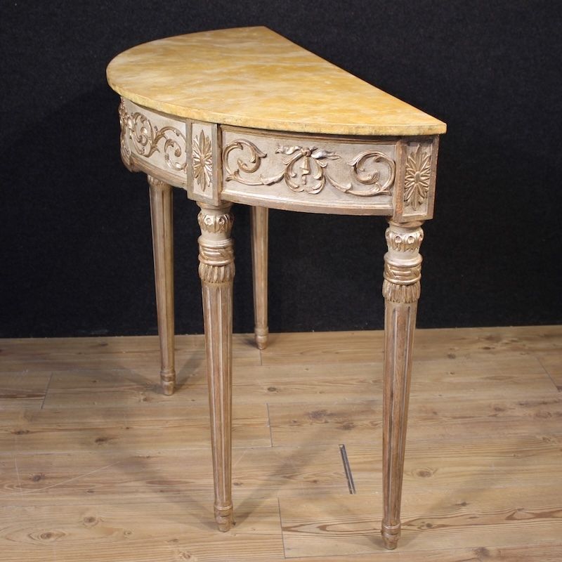 Console italienne de style Louis XVI laquée, XXe siècle photo vintage