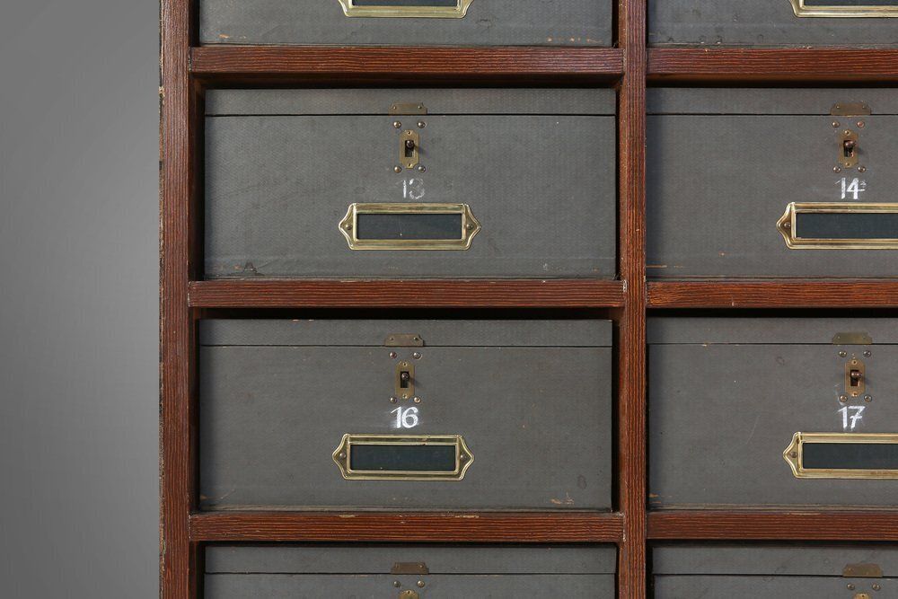 Industrial Filing Cabinet In Wood, Belgium, 1920s photo furniture