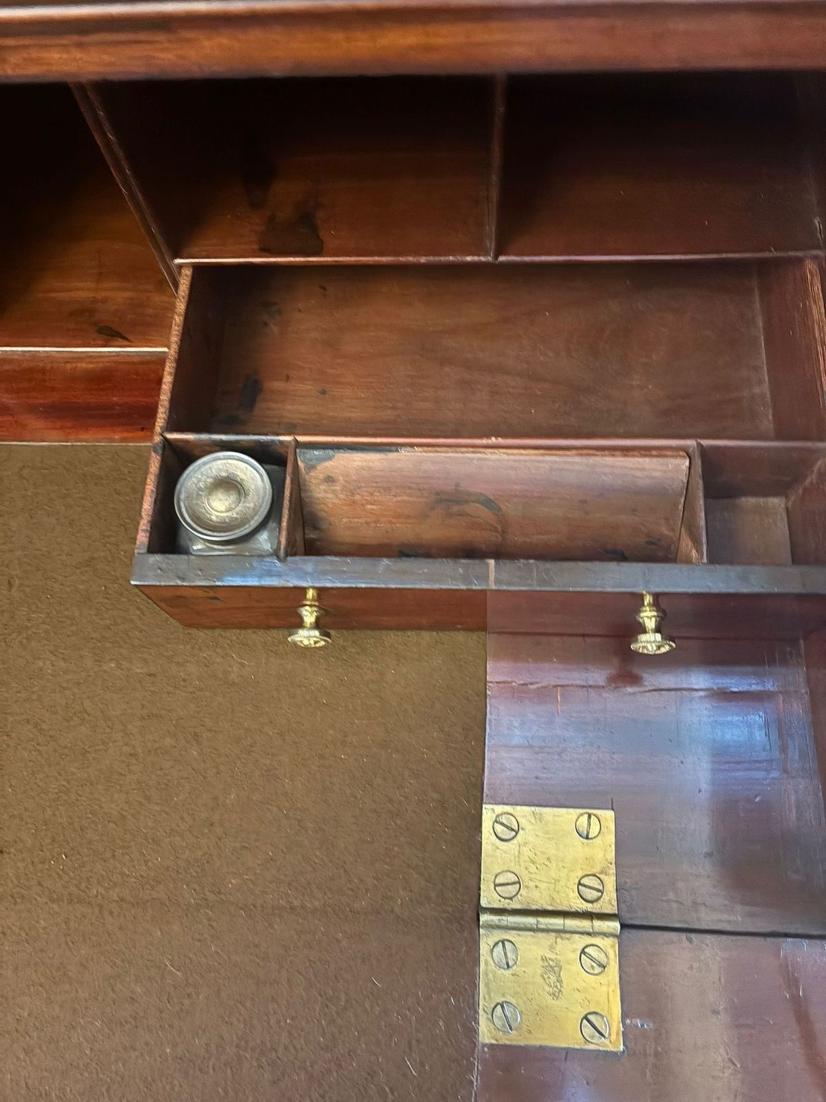 Furniture Antique Regency Figured Mahogany Secretaire Bookcase With Glazed Doors And Fitted Interior photo