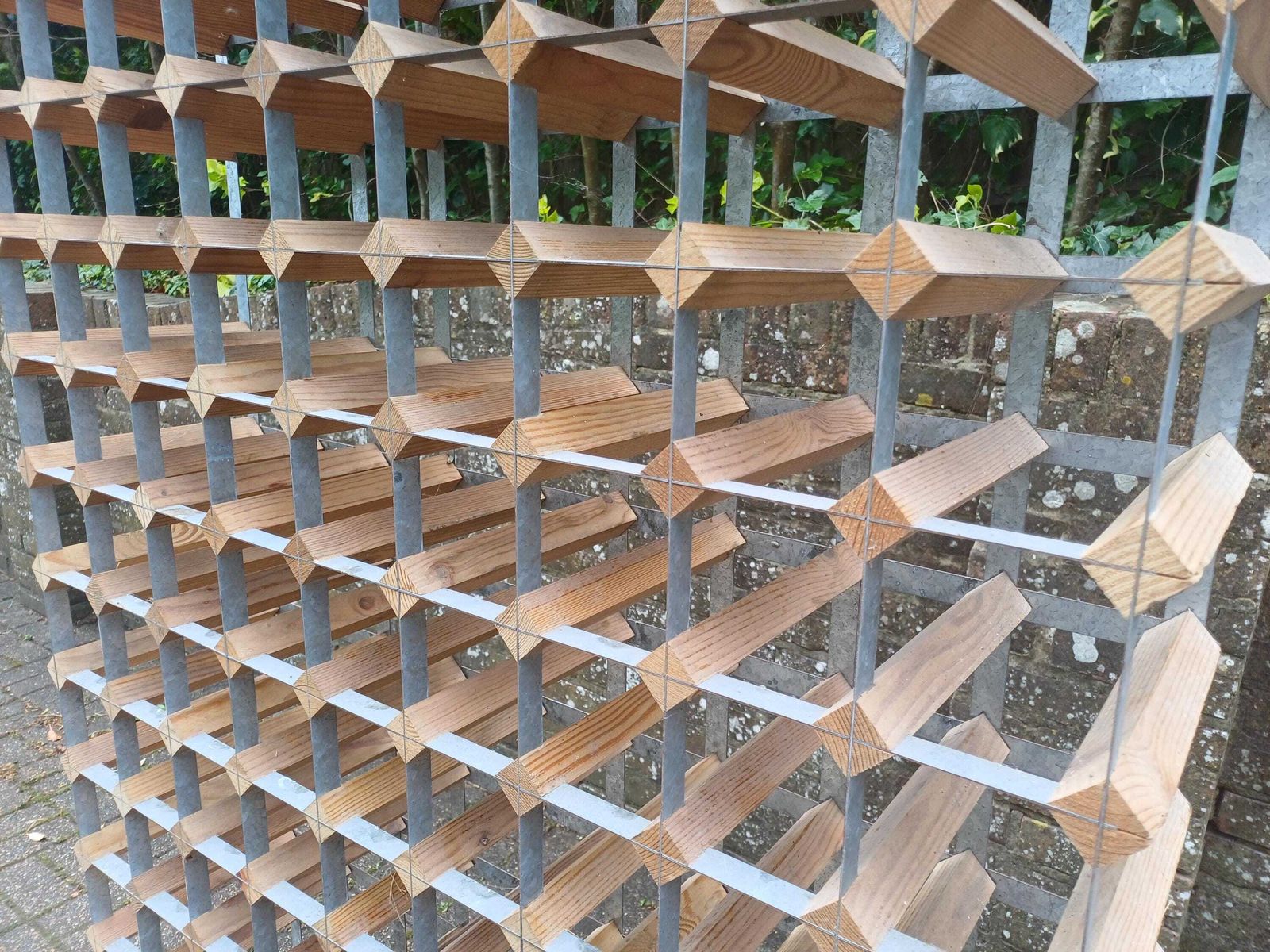 photo for sale Massive Vintage Wooden Wine Rack 1970s 1980s Pine Zinc Bottle Storage Wine Display Rack Shop Cellar Bar Storage Unit Free Hand Delivery