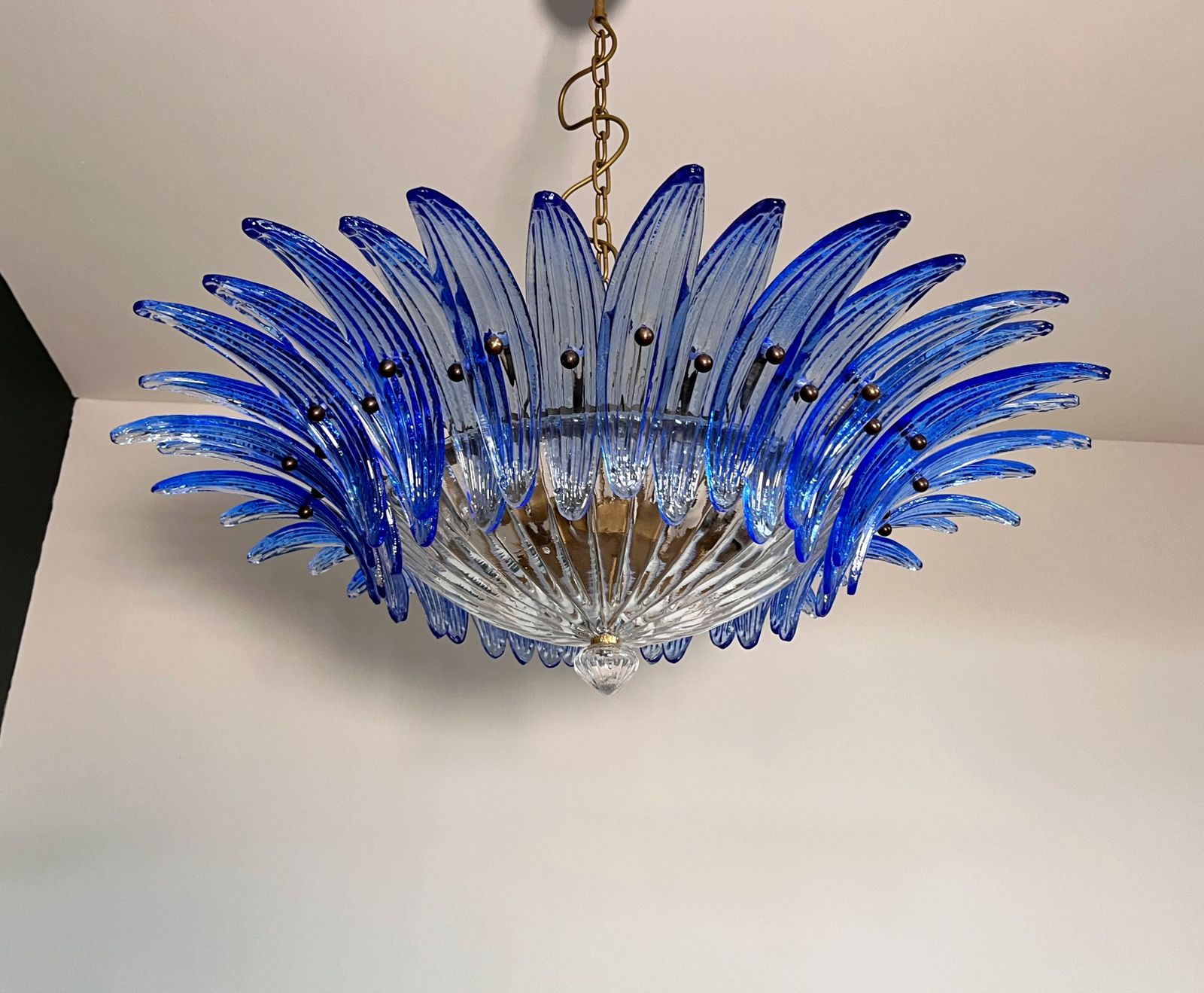 Murano Chandelier Original Palmette, Blue Glasses photo for sale
