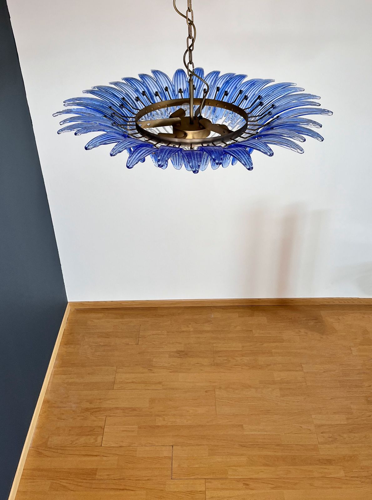 Murano Chandelier Original Palmette, Blue Glasses photo vinterior