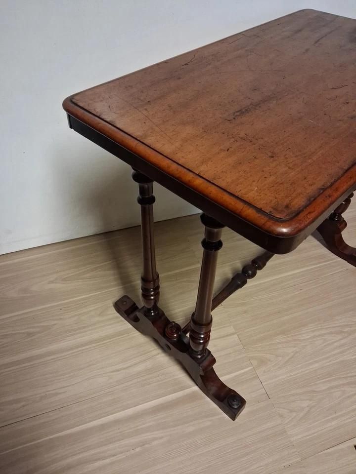 Antique Victorian Side Table Stretcher Table Full Of Patina photo buy