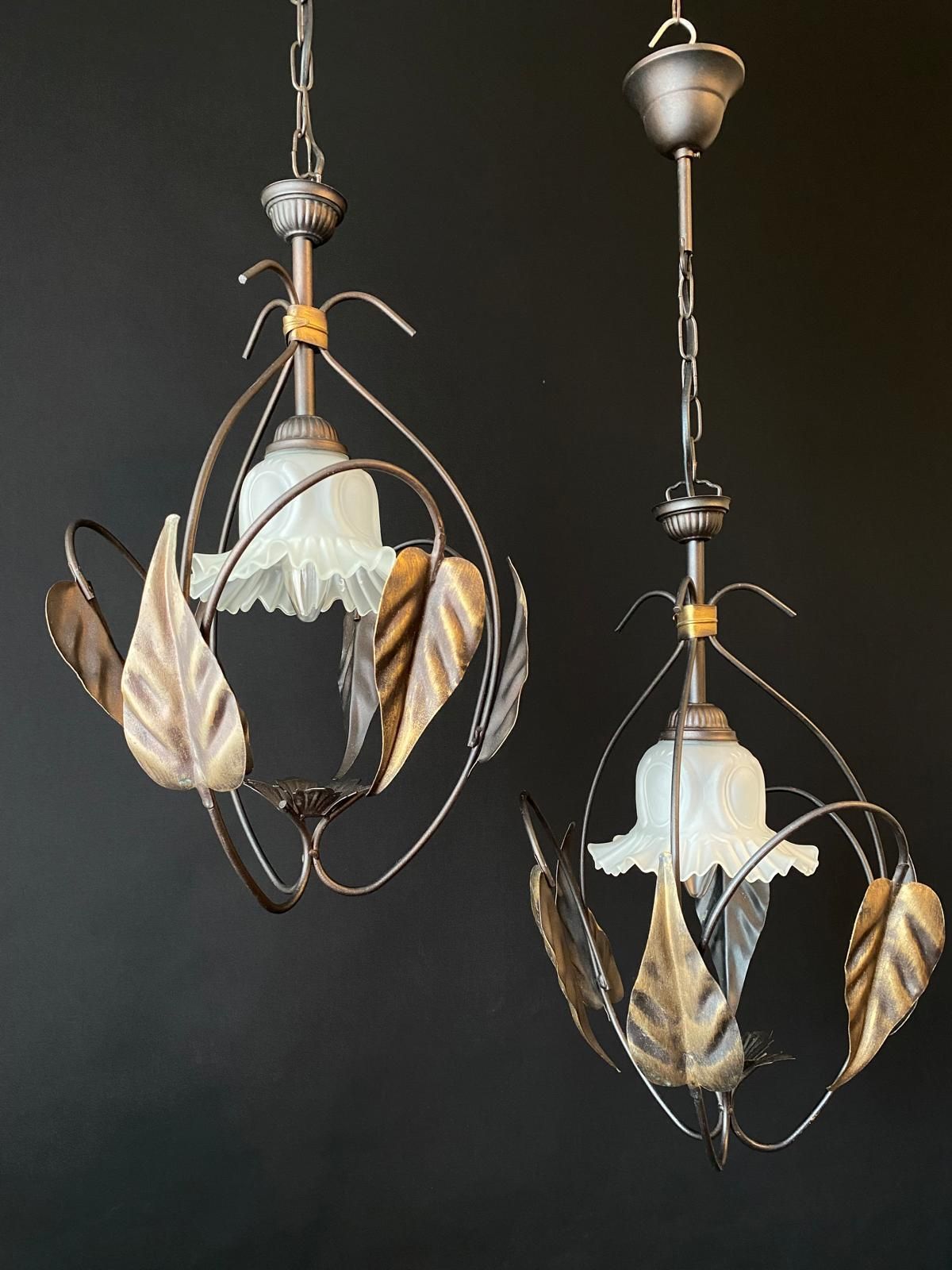 Duty Free For USA. Pair Of Vintage Chandeliers With Leaves photo vinterior