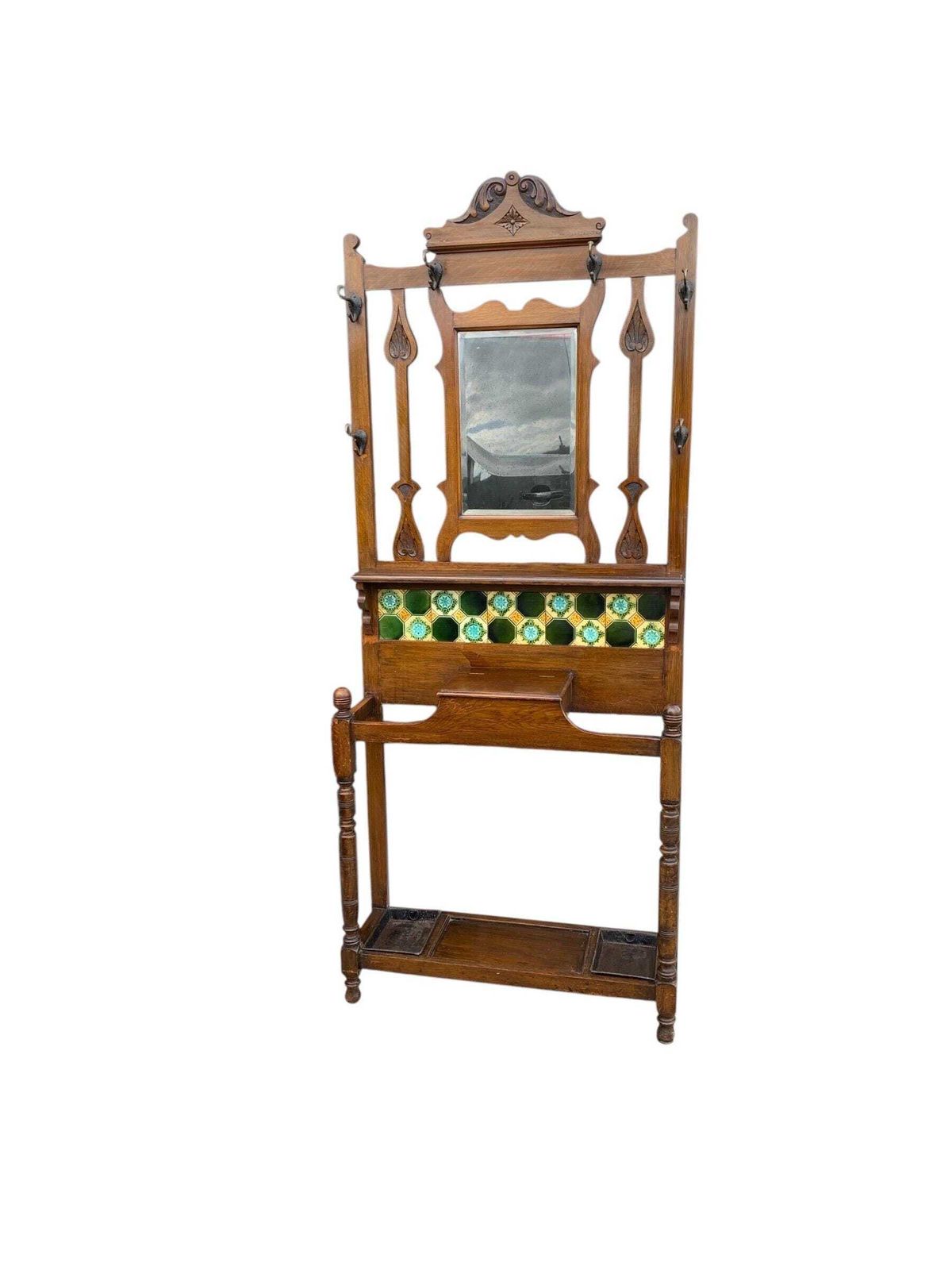 Antique Oak Art Nouveau Coat Stand Hall Stand photo for sale