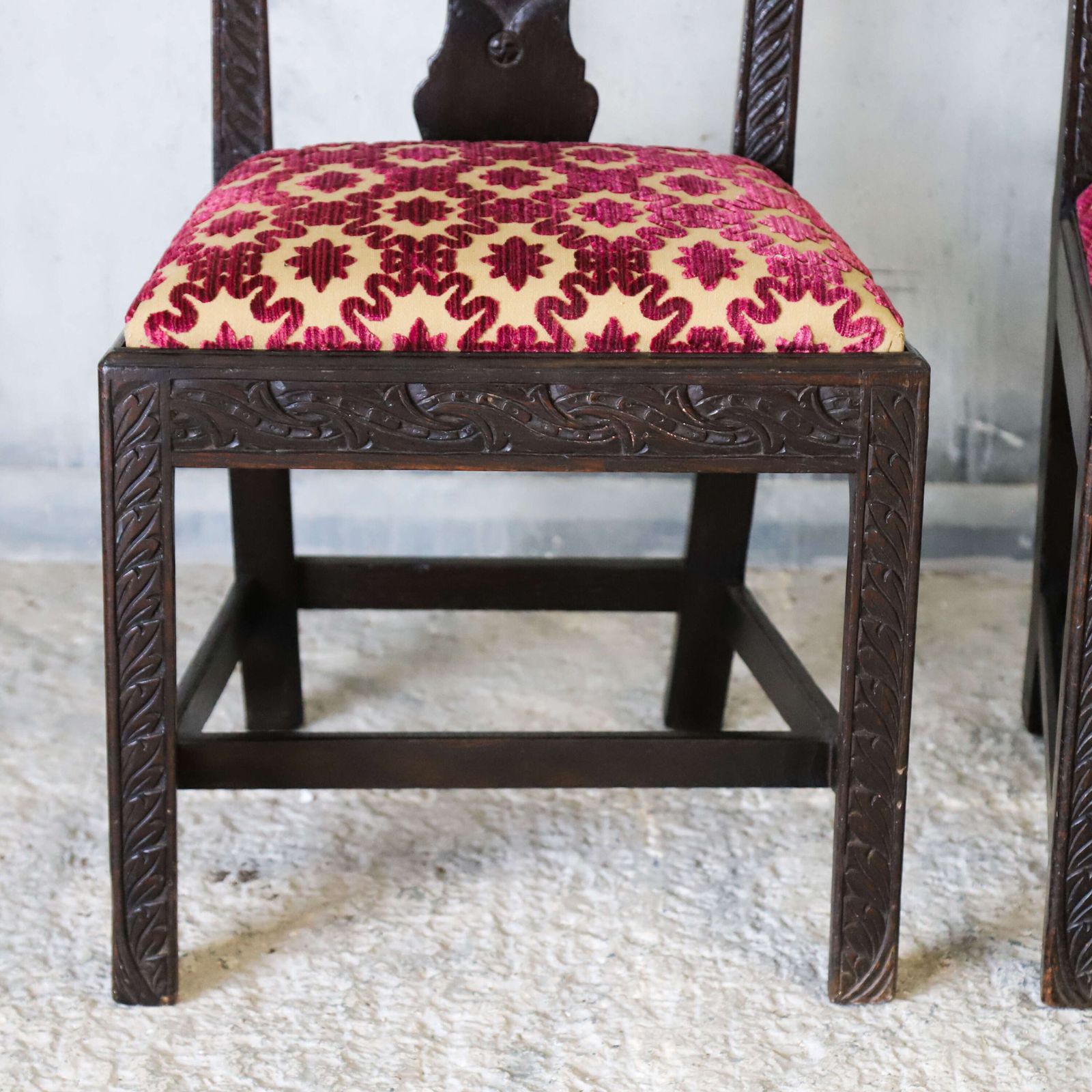 Scottish Carved Oak Side Chairs Upholstered In Zoffany Fabric 1780 1810 photo 1125.0