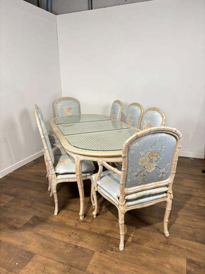 Eastern Influenced Bamboo Style Dining Suite