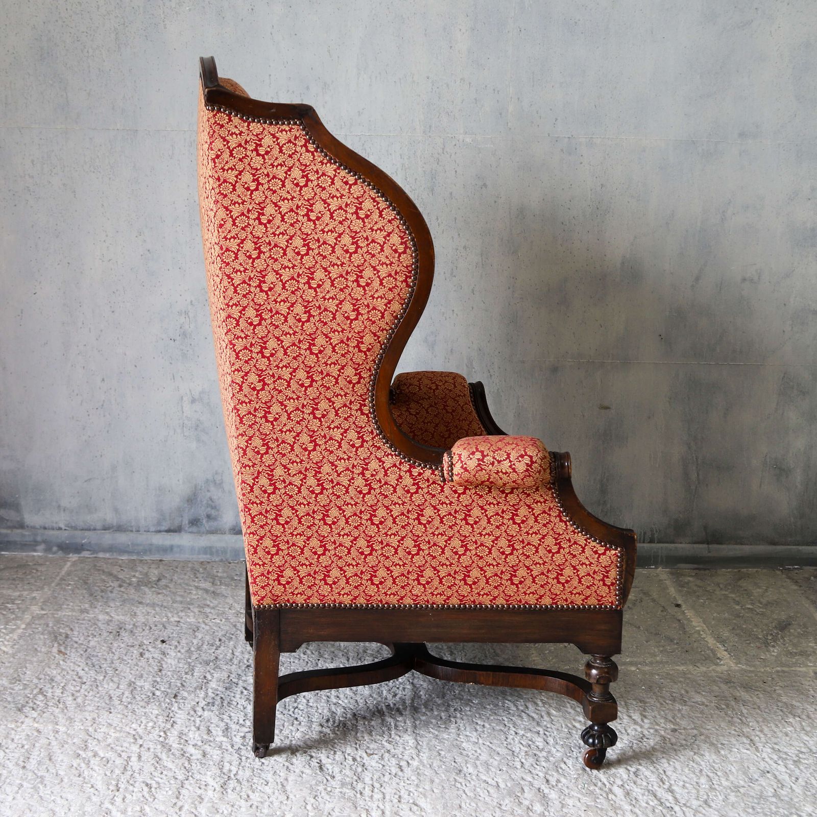 Furniture Mid‑19th‑Century English Carolean Style Wing Armchair With Provenance photo