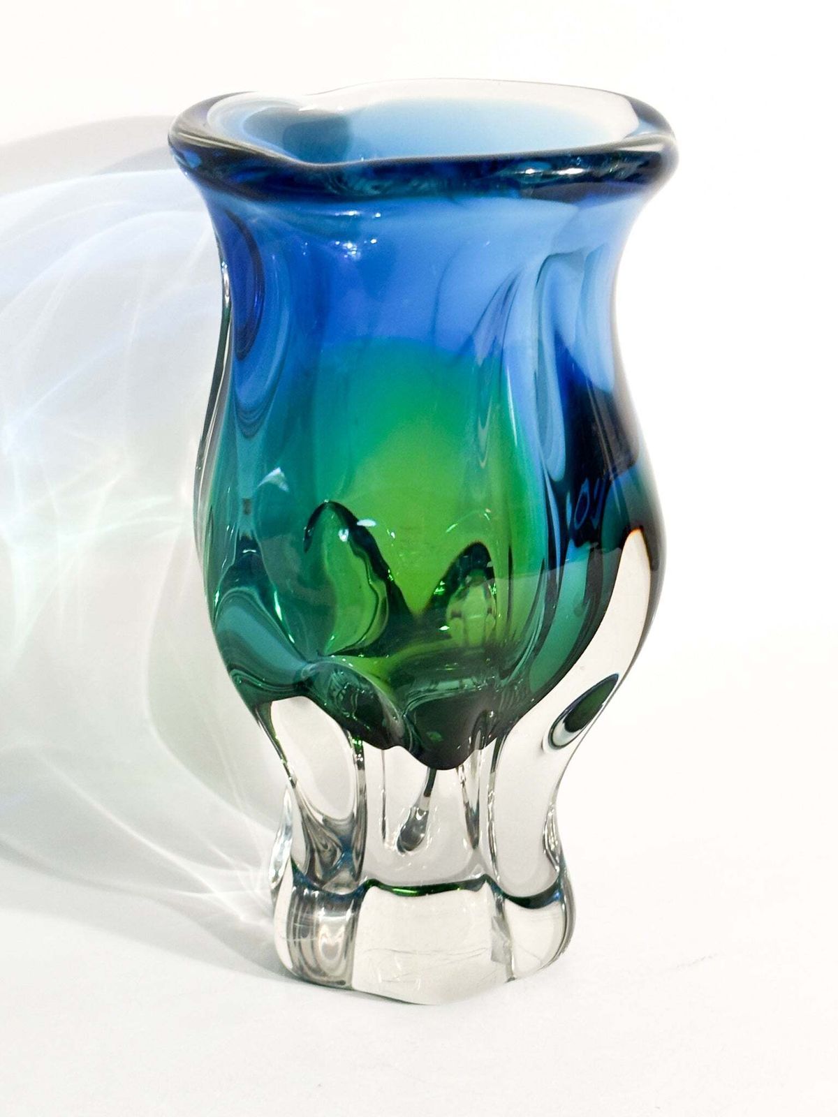 1970s Blue And Green Sommerso Murano Glass Vase photo Home Decor