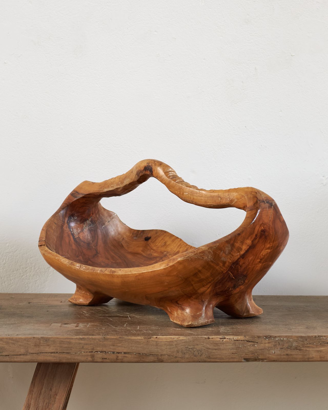 Sculptural Olive Root Wood Basket, France C1950 photo vinterior