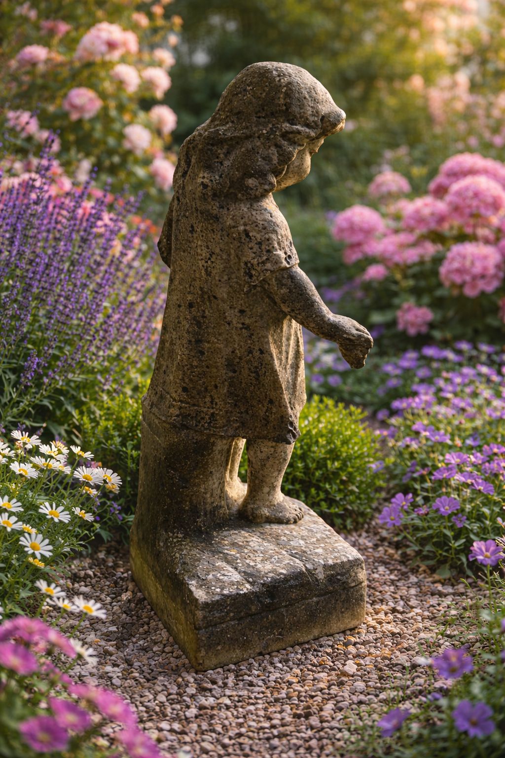photo furniture A Very Sweet Hand Carved Stone Figure Of A Young Girl, Dating To Circa 1930