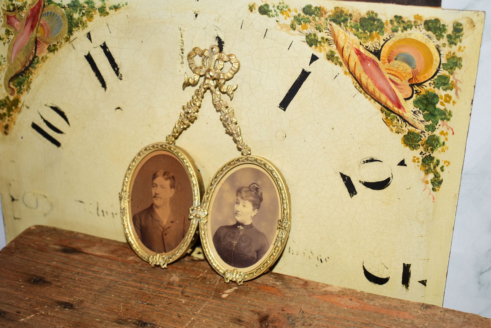 photo vinterior Antique French Brass Double Marriage Portrait Frame By Albert Bouchet, C. 1885