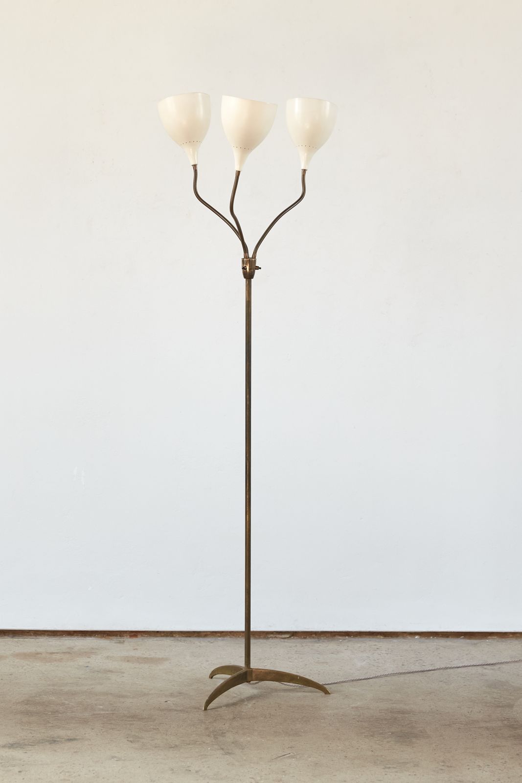Triple Shade 1950's Italian Brass And Aluminium Stilnovo Floor Light photo 2940.0