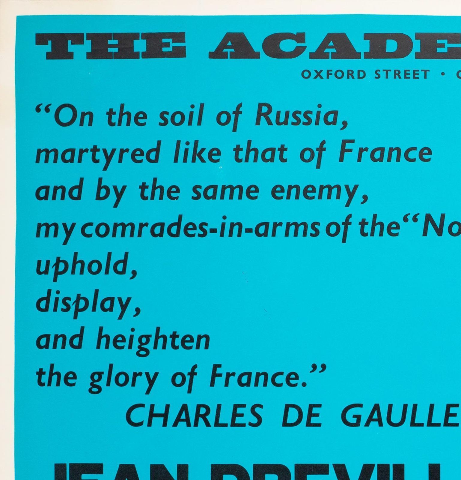 Normandie Niemen 1960 Academy Cinema London Uk Quad Film Poster, Strausfeld. photo for sale