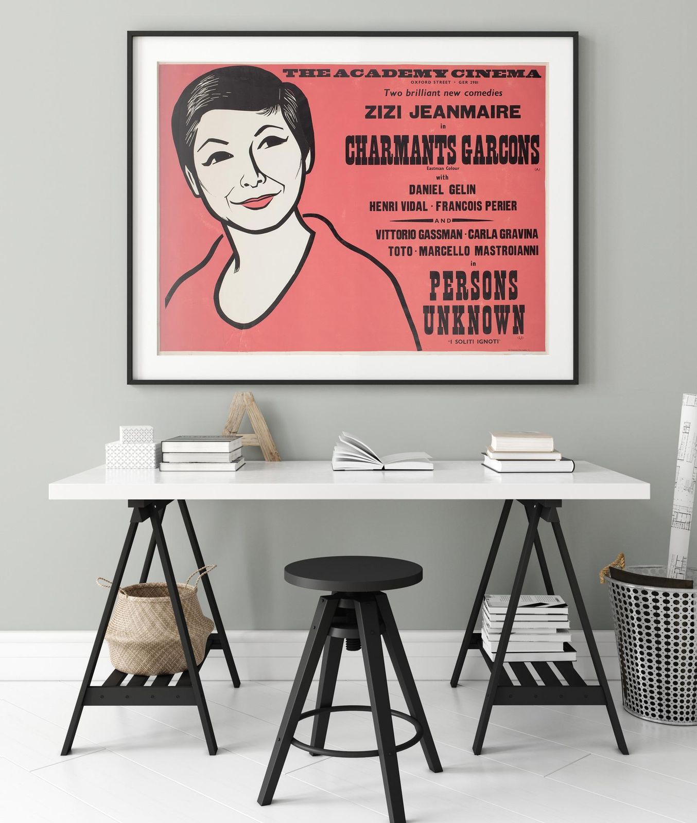 Charmants Garcons/Persons Unknown 1959 Academy Cinema Film Poster, Strausfeld. photo furniture