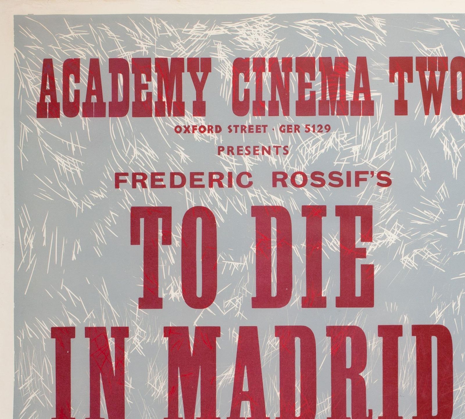 « To Die In Madrid », affiche de cinéma UK Quad, Academy Cinema, 1967, Strausfeld. photo for sale