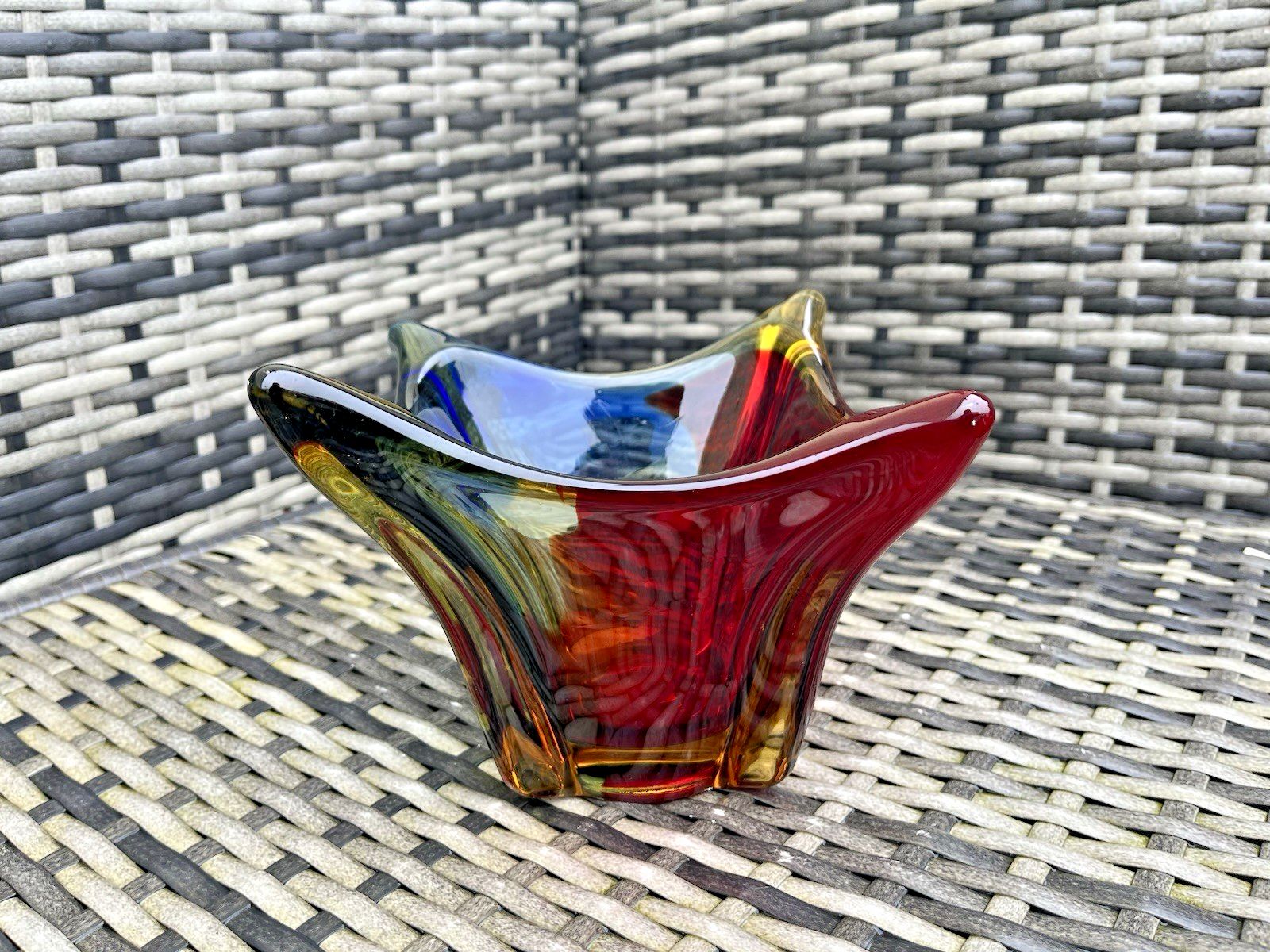 Mid Century Multicolour Sommerso Glass Bowl Vintage Ccc Murano Style Japanese ? photo 80.0