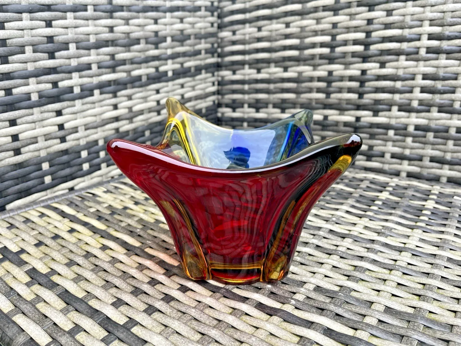 Mid Century Multicolour Sommerso Glass Bowl Vintage Ccc Murano Style Japanese ? photo buy