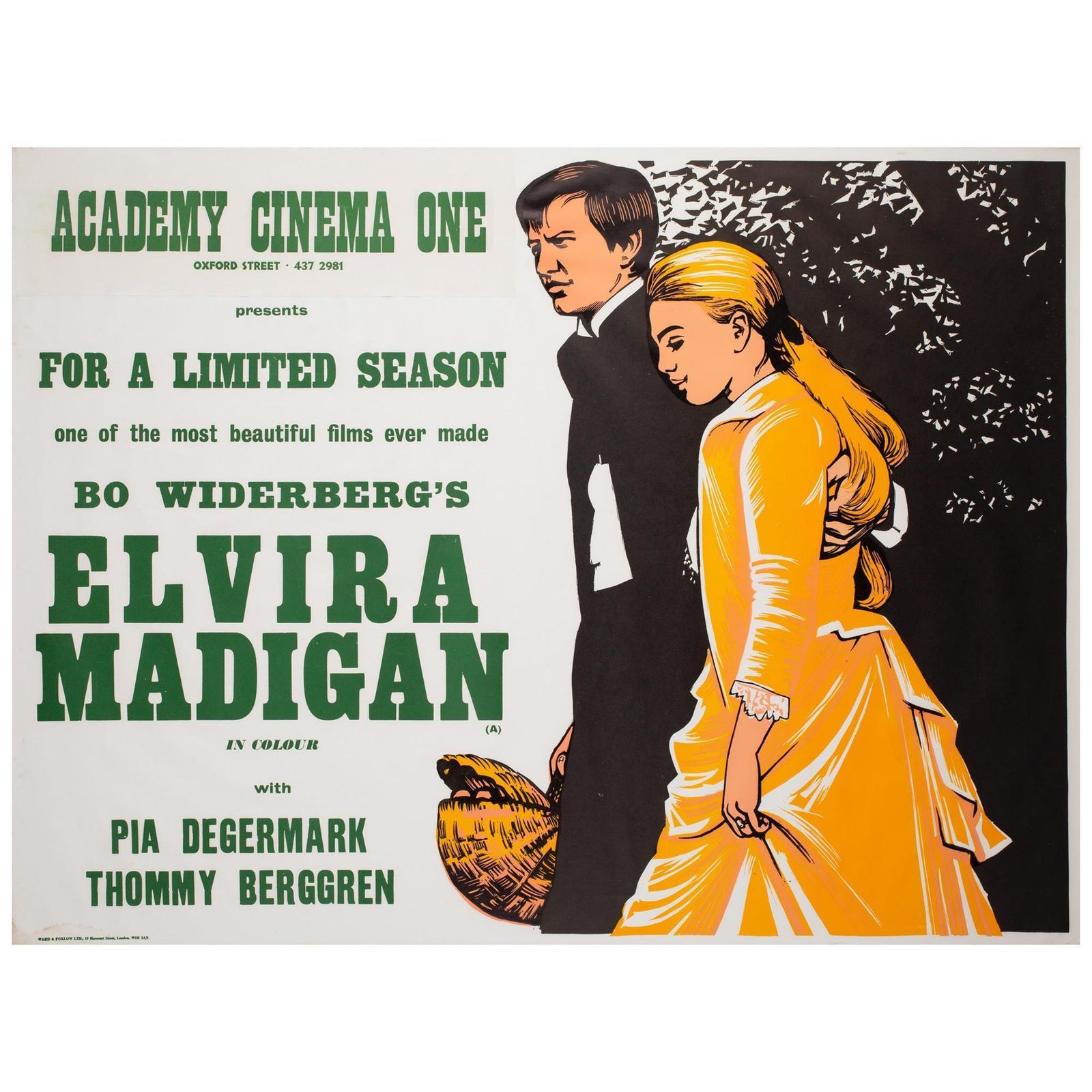 Elvira Madigan 1968 Academy Cinema Uk Quad Film Movie Poster, Strausfeld.
