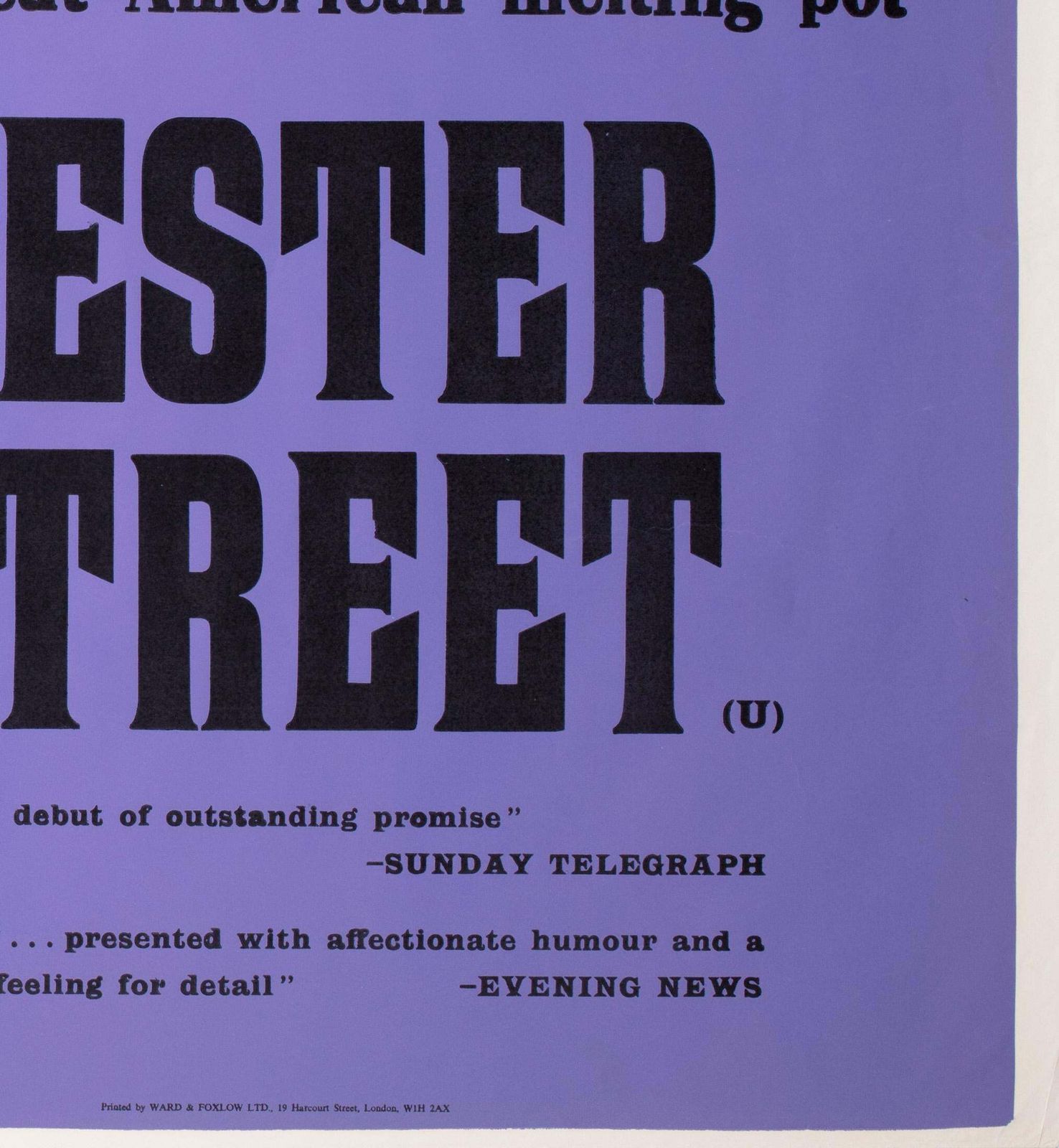 Hester Street 1975 London Uk Quad Film Movie Poster, Strausfeld. photo vintage