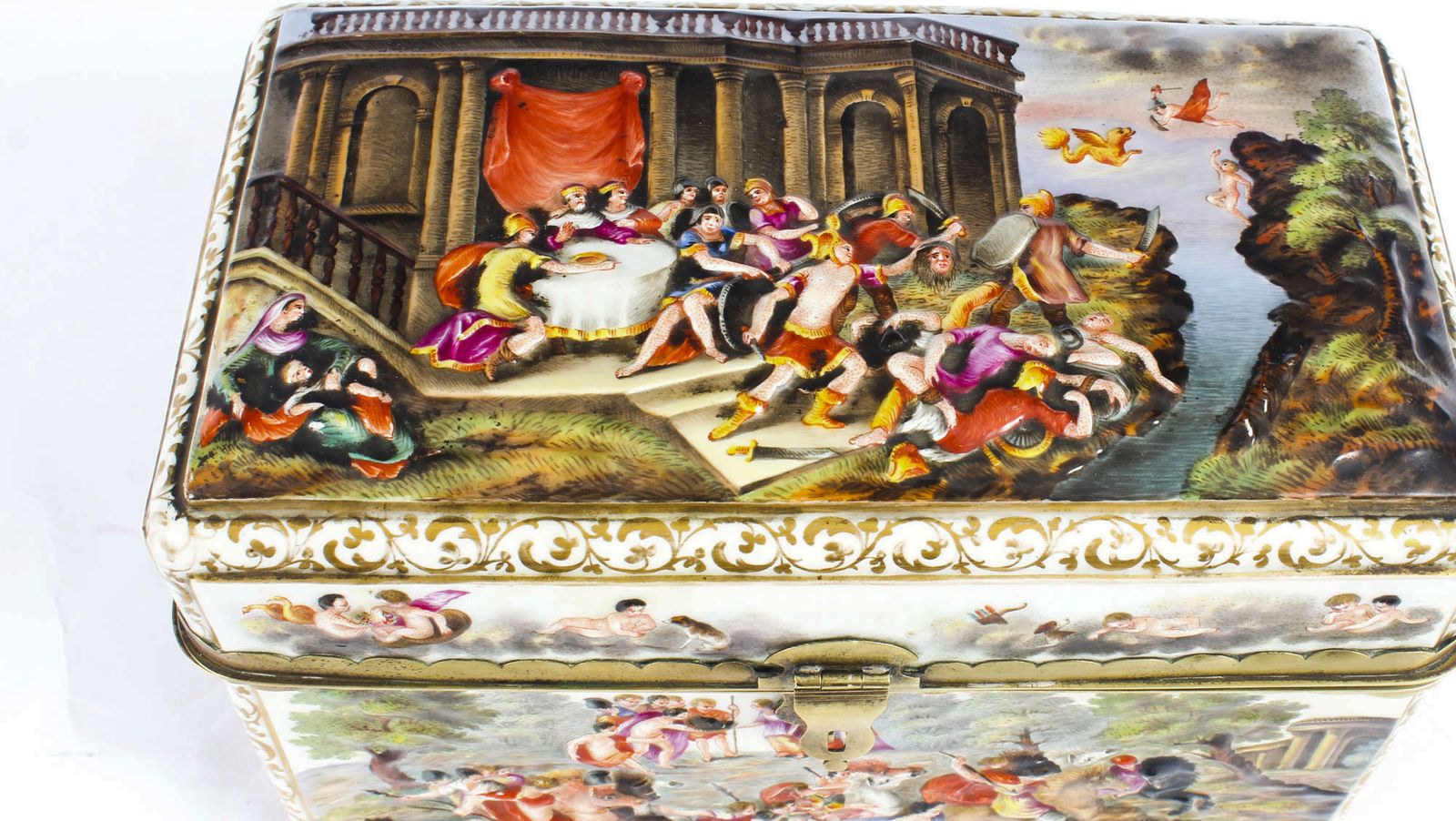 Antique Italian Large Capodimonte Porcelain Table Casket 19th C photo Home Decor