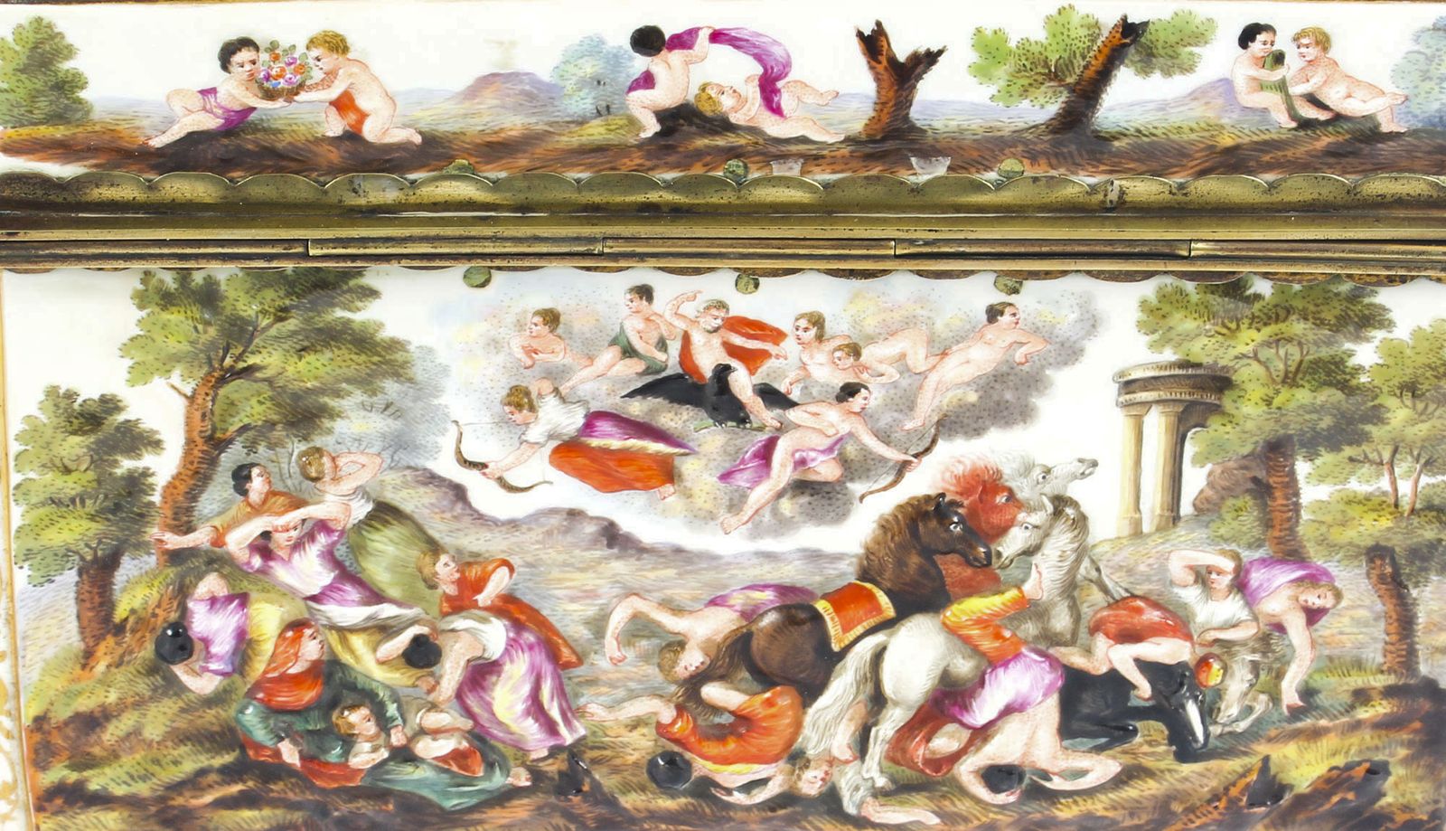 Home Decor Antique Italian Large Capodimonte Porcelain Table Casket 19th C photo
