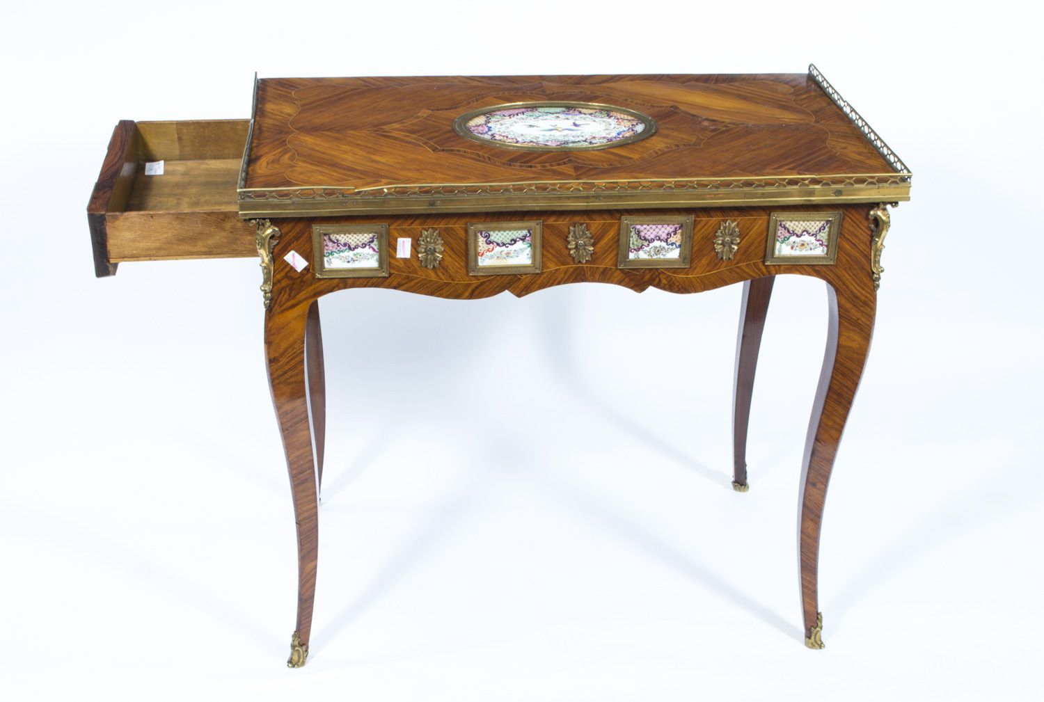 photo vinterior Antique French Ormolu & Sevres Mounted King Wood Writing Table 18th C