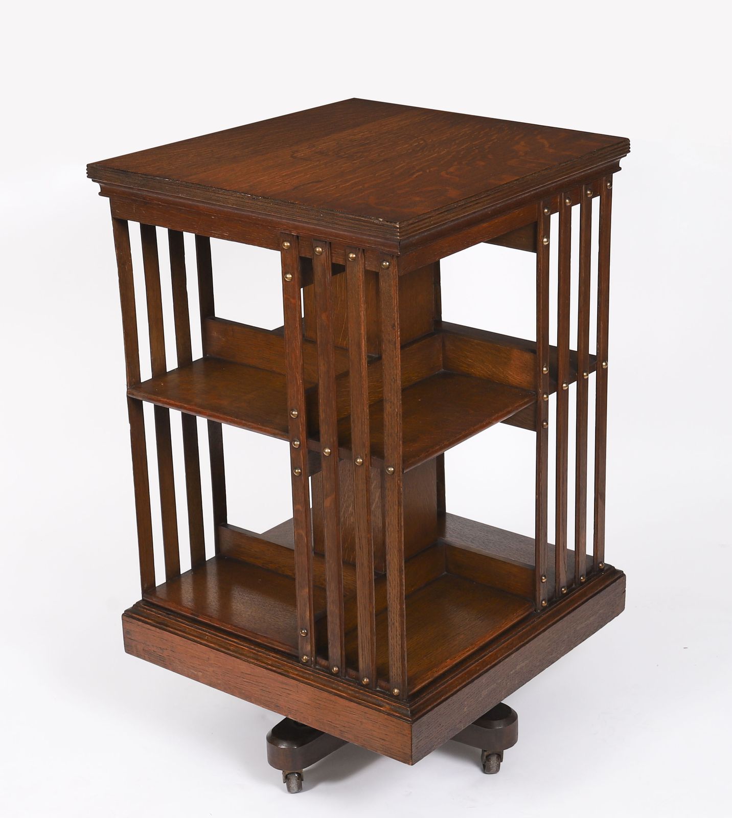 Furniture English Victorian Oak Revolving Bookcase Circa 1890 photo