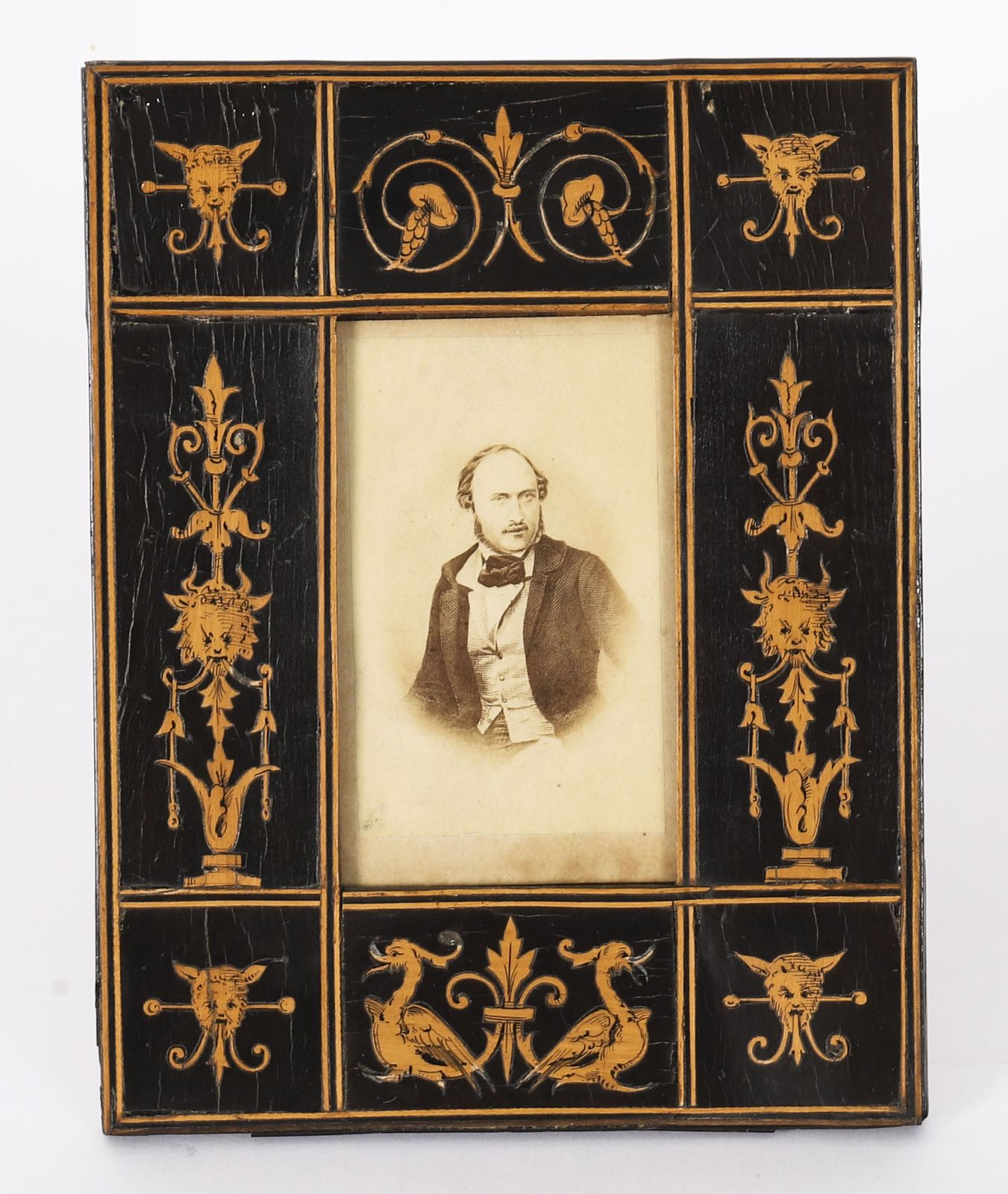photo for sale Vintage Sorrento Olive Wood Rectangular Portrait Photo Frame19thc 19.5x10cm