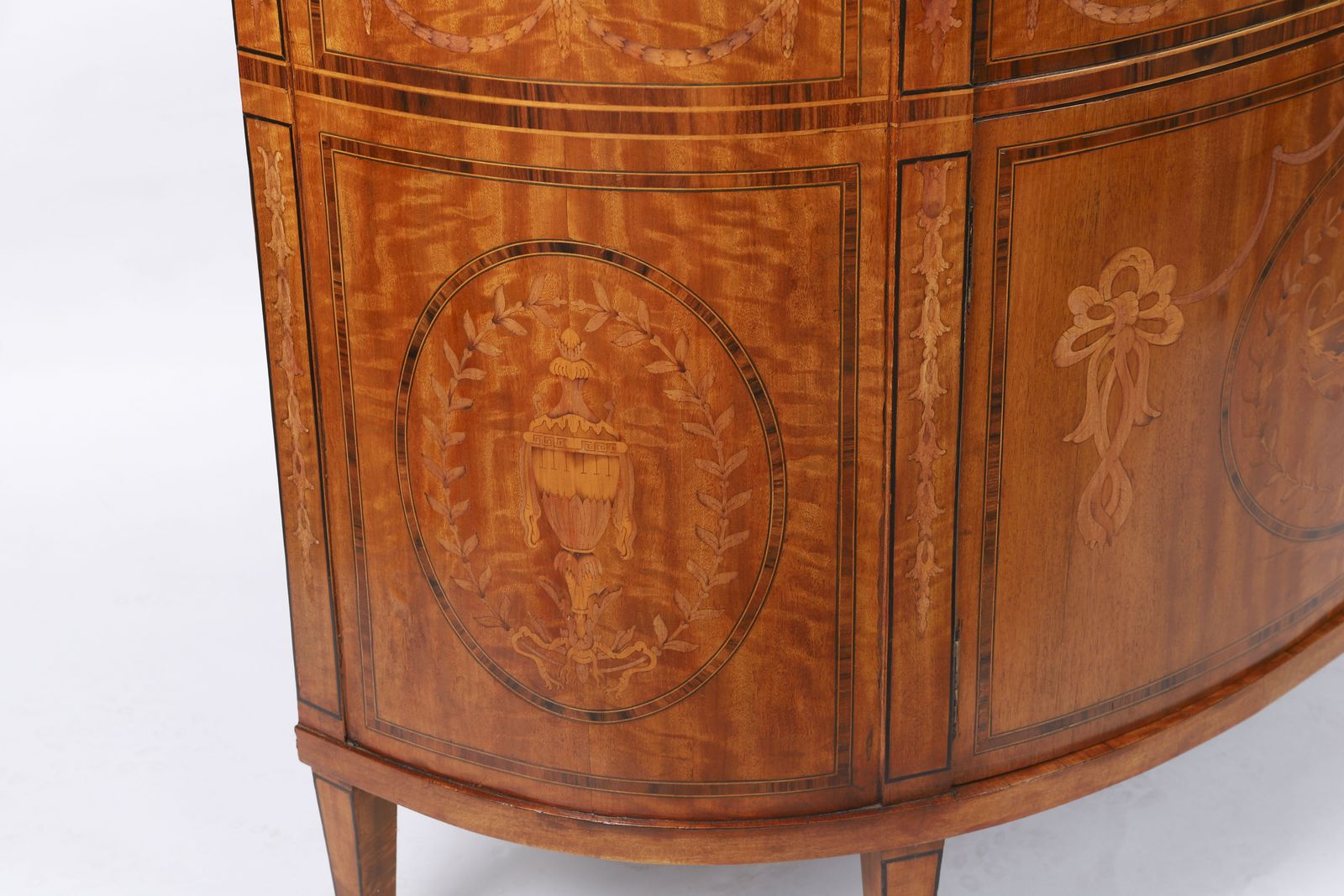 English Sheraton Revival Satinwood And Marquetry Cabinet  Circa 1900 photo vinterior