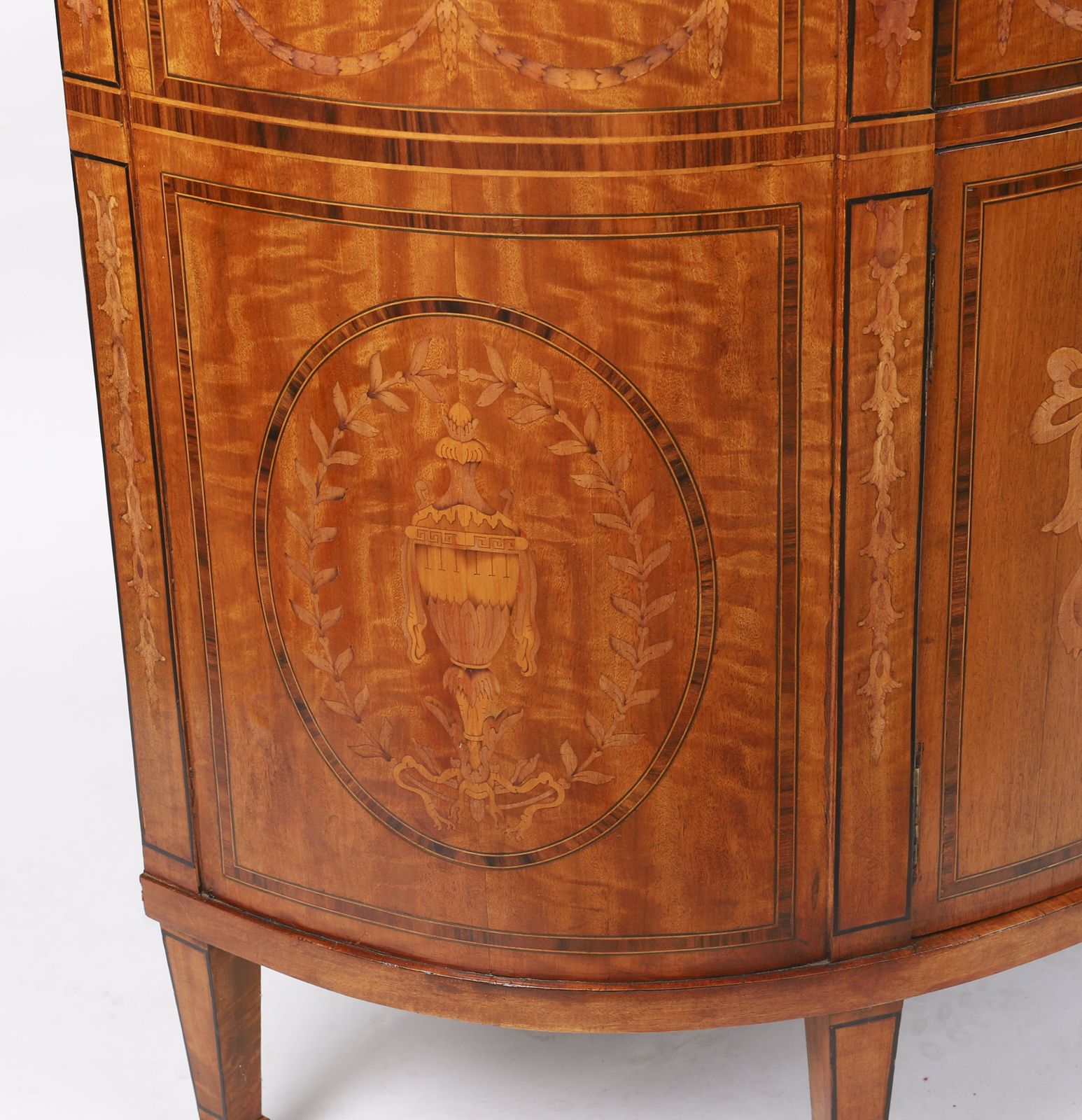 English Sheraton Revival Satinwood And Marquetry Cabinet  Circa 1900 photo vintage