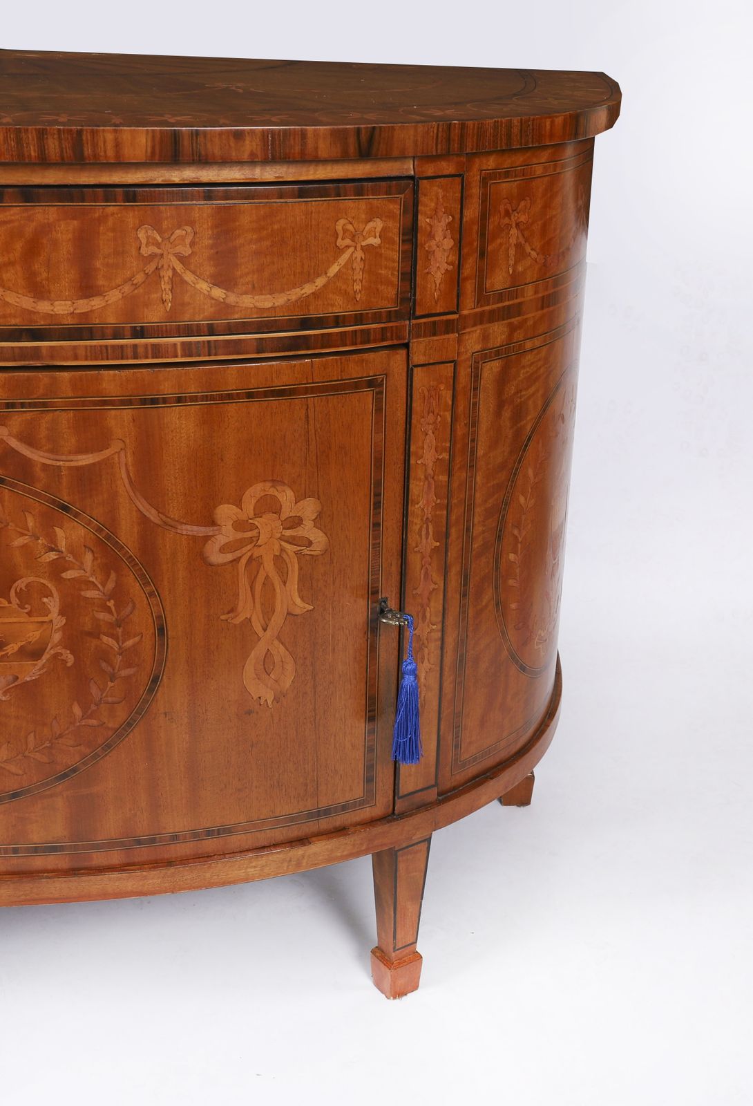 photo furniture English Sheraton Revival Satinwood And Marquetry Cabinet  Circa 1900