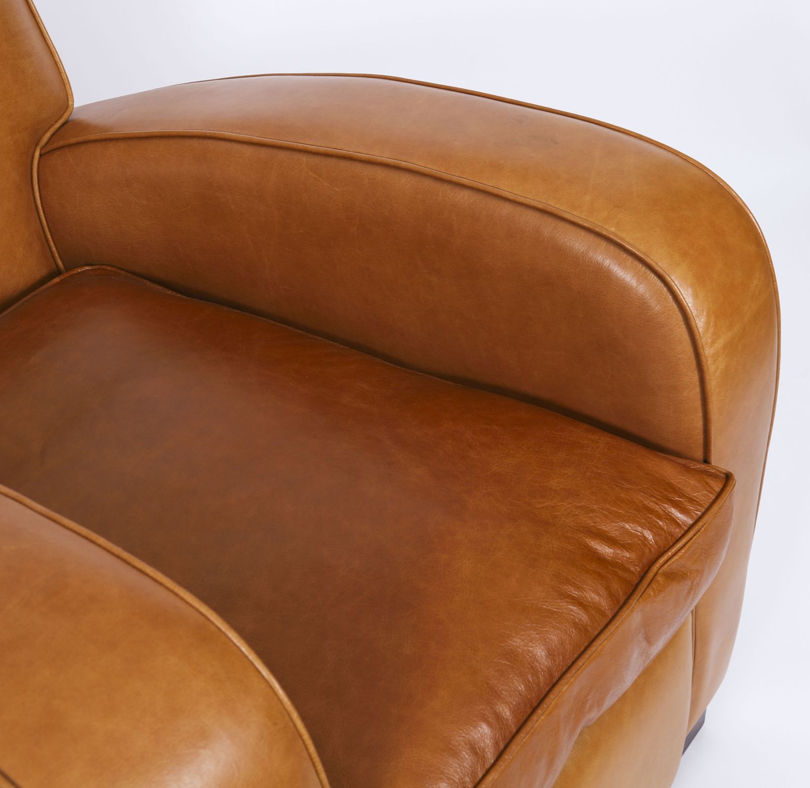 Bespoke English Handmade Art Deco Leather Arm Chair  Bruciato Colour photo vinterior