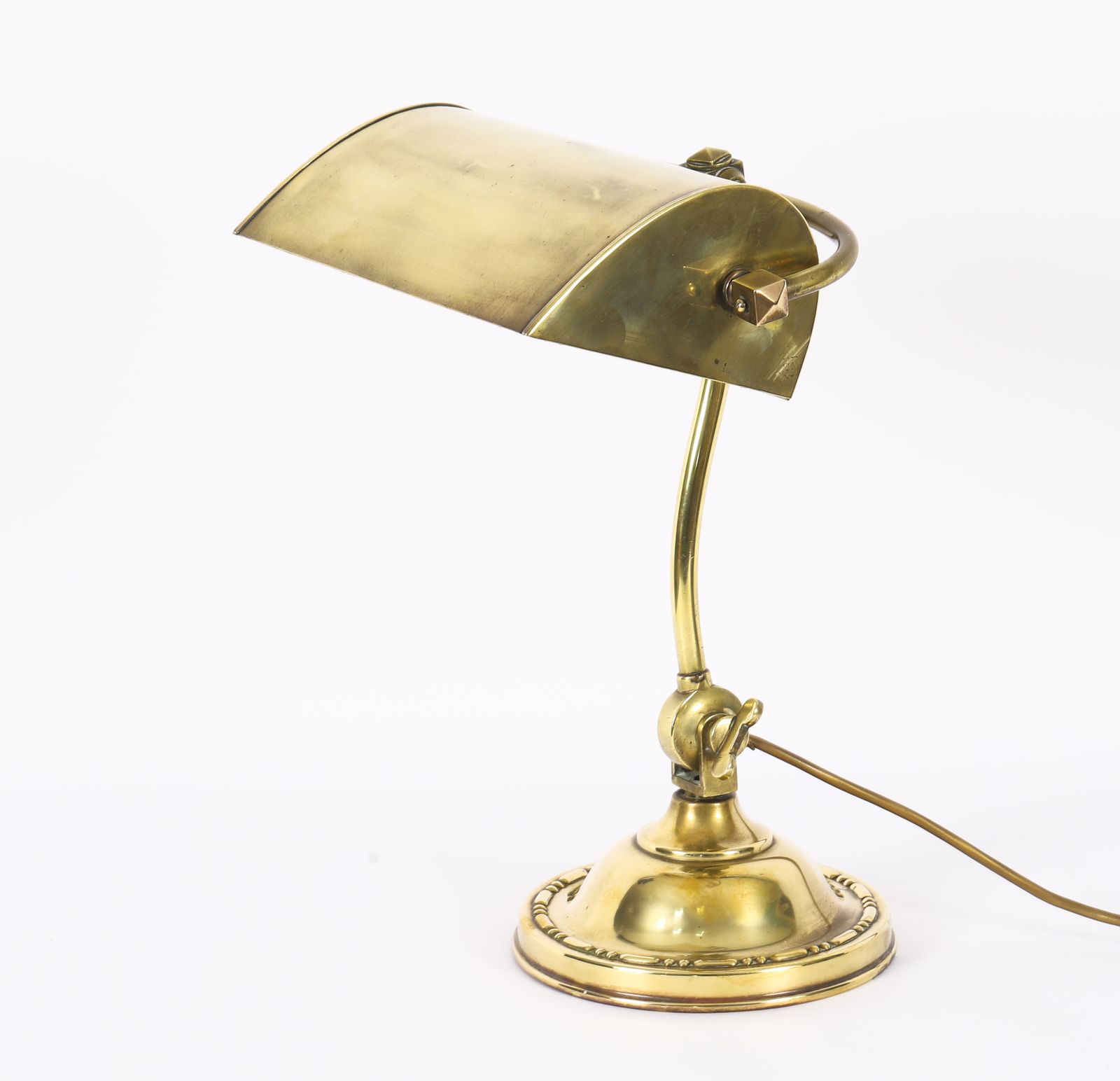 975.0 Art Deco Articulated Brass Bankers Lamp  20th C photo