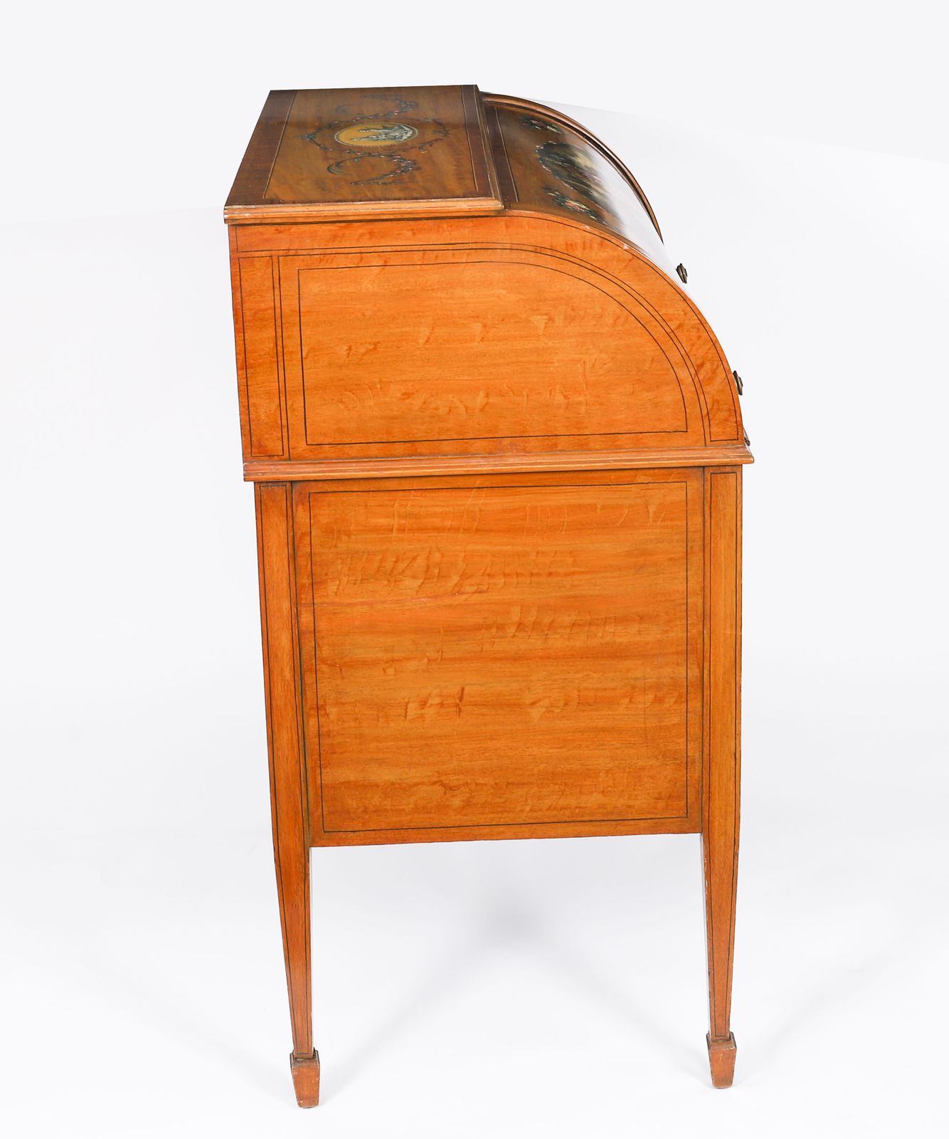 English Late Victorian Sheraton Revival Satin Wood Bureau C.1890 photo Furniture