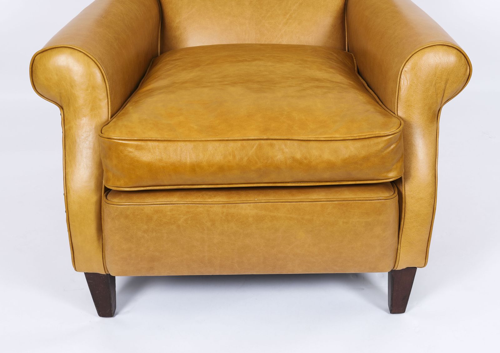 English Art Deco Club Leather Armchair Caramel Tan, Circa 1930 photo 2250.0