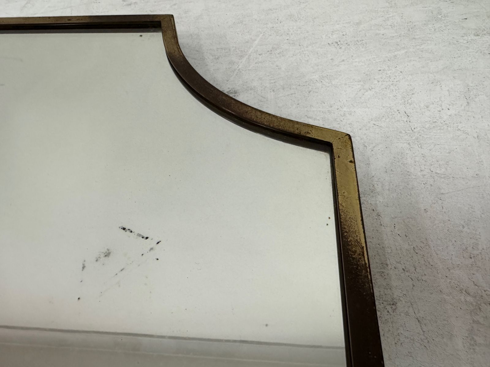 1950s Italian Brass Shield Shape Mirror photo 795.0