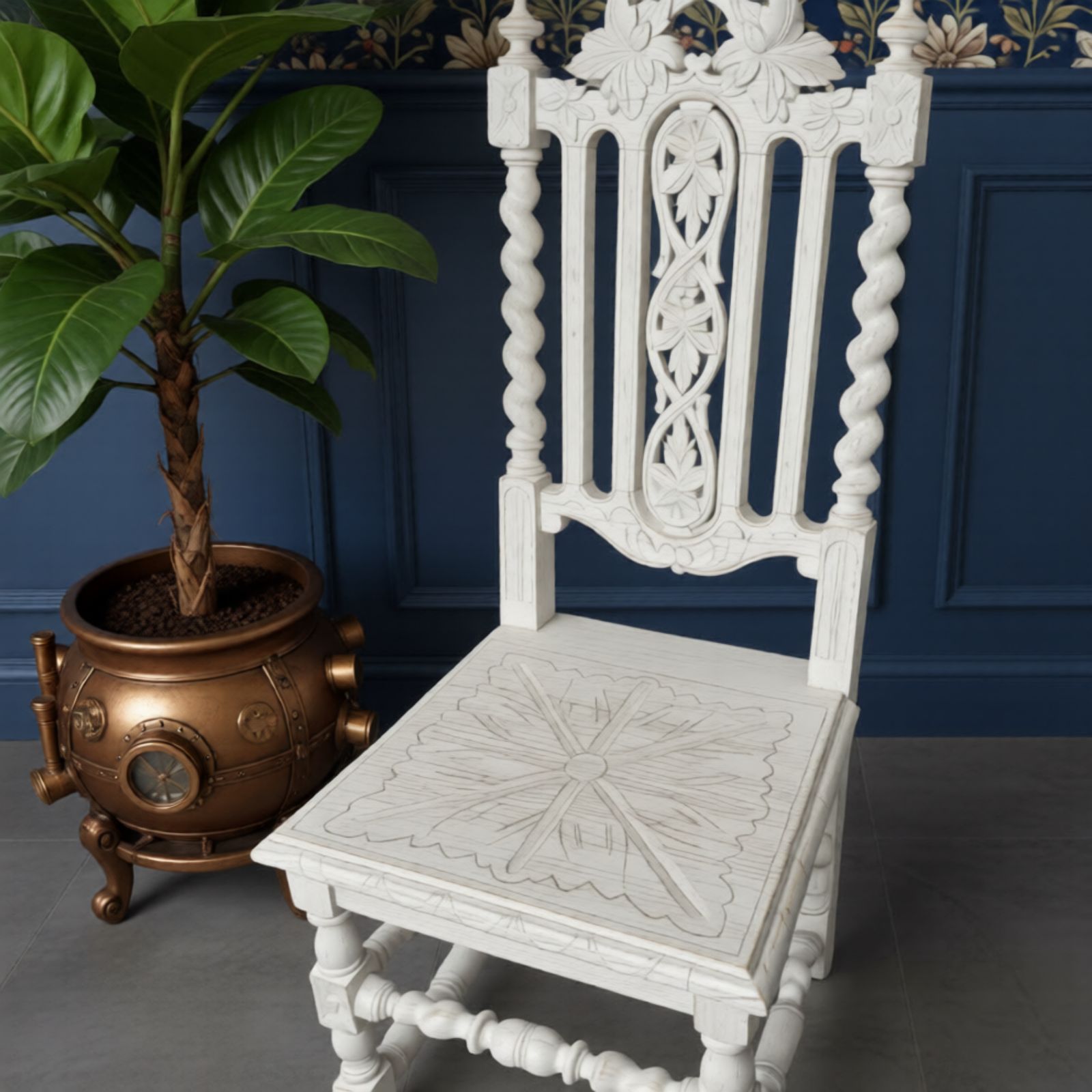 Late Victorian Barley Twist Oak Chair