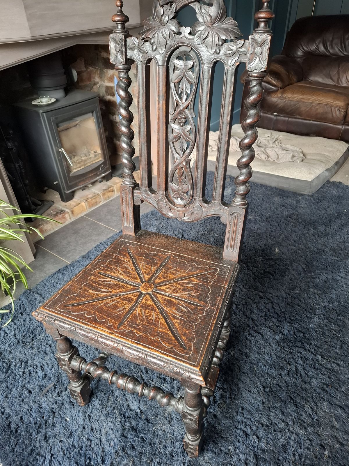 Late Victorian Barley Twist Oak Chair photo for sale