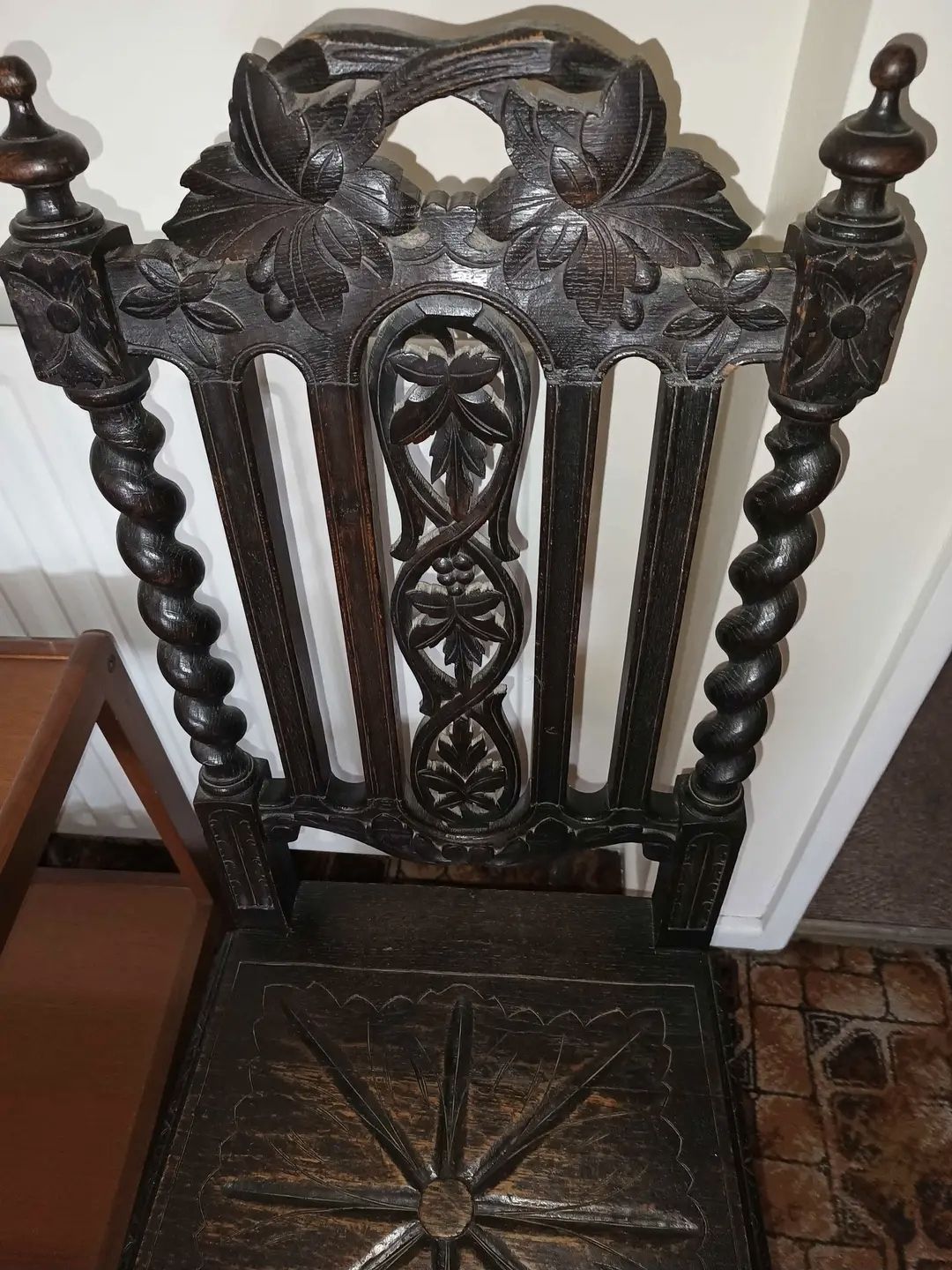 Late Victorian Barley Twist Oak Chair photo vintage