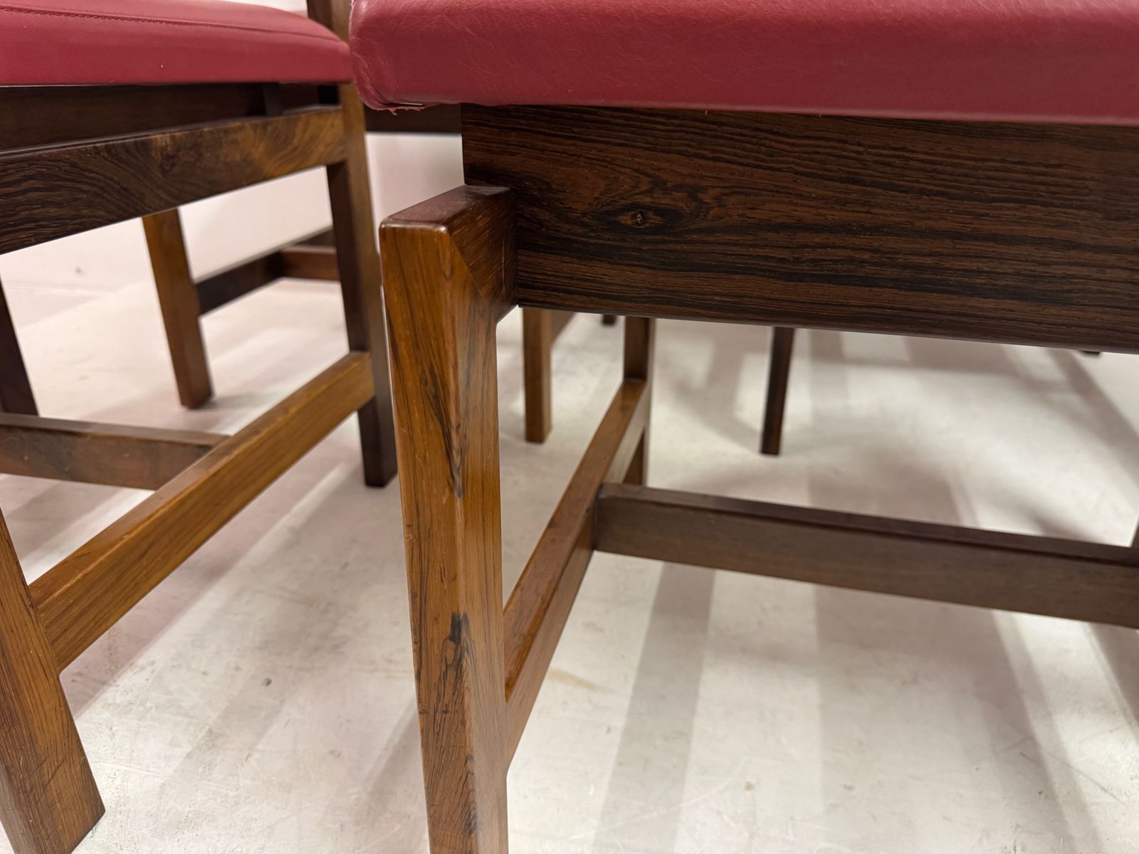 Set Of Six Danish Wood And Leather Dining Chairs photo Furniture