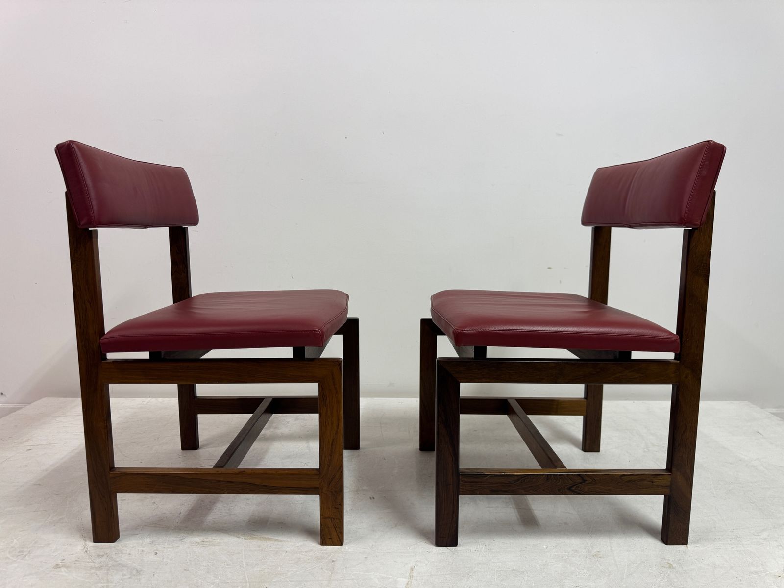 1195.0 Set Of Six Danish Wood And Leather Dining Chairs photo