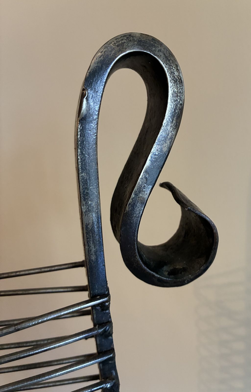 Tall Sculptural Indonesian Wrought Iron Spiral Storage Rack / Cd Stand. Statement Piece photo for sale
