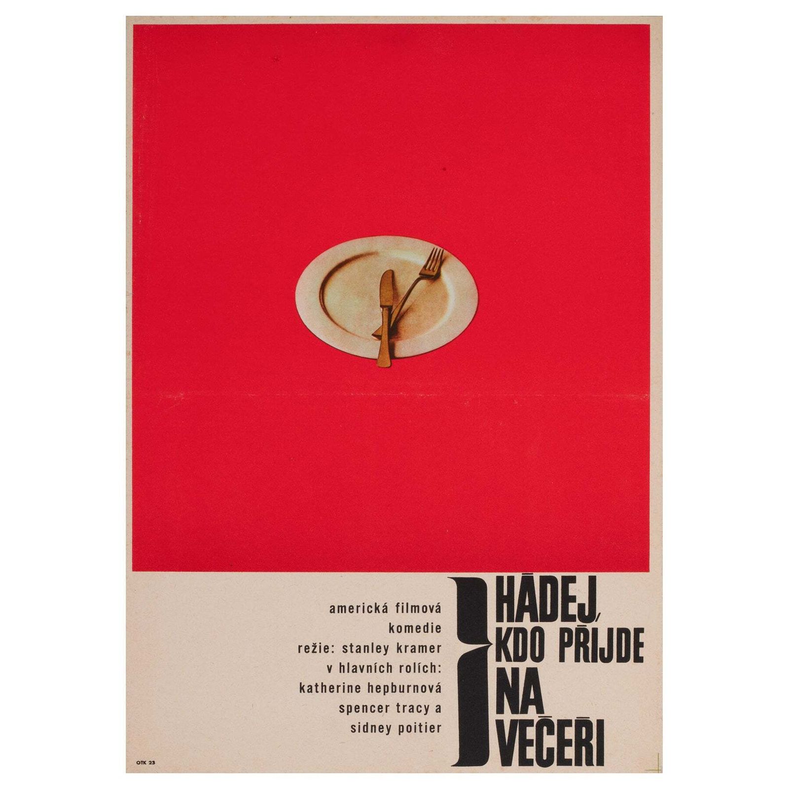 Affiche de cinéma tchèque d'époque « Guess Who's Coming to Dinner », Vaca, 1967.