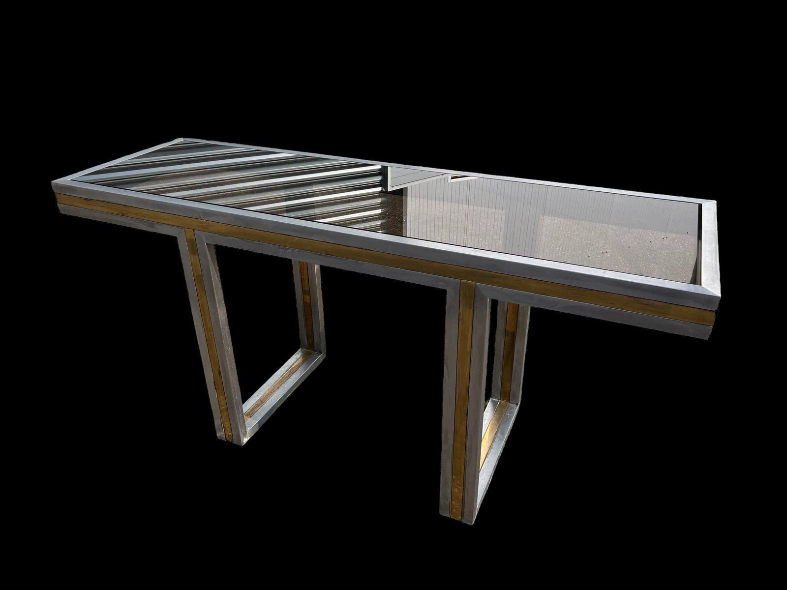 3032.0 Italian Steel And Brass Console Table, 1970s photo