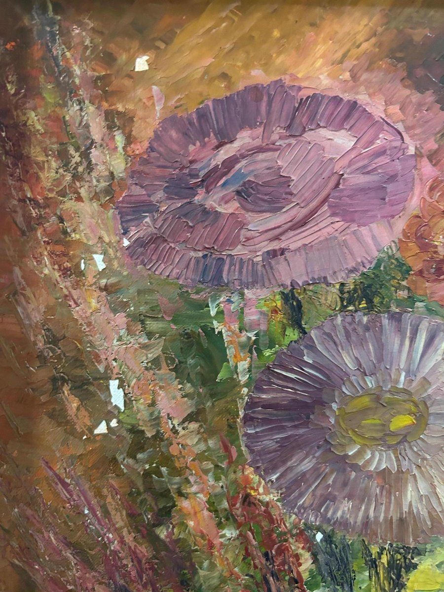 R Poirot, Bouquet, 1950s, Oil On Canvas photo for sale