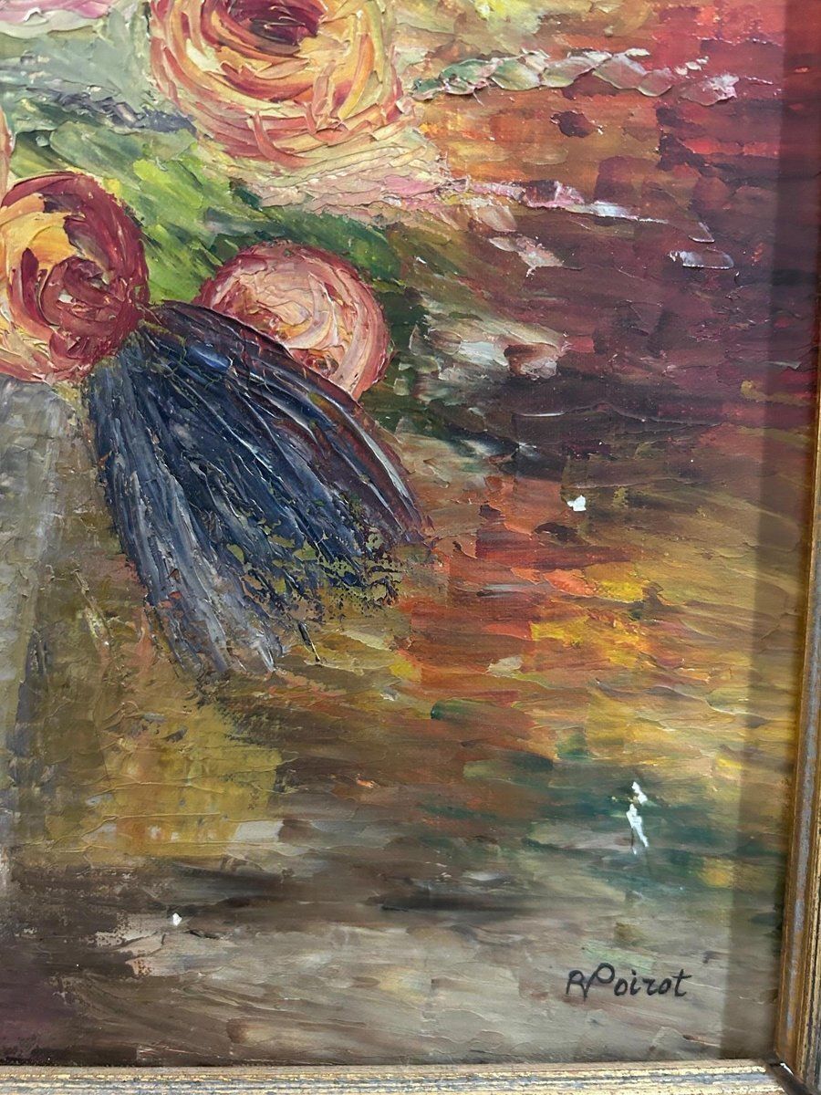 photo furniture R Poirot, Bouquet, 1950s, Oil On Canvas
