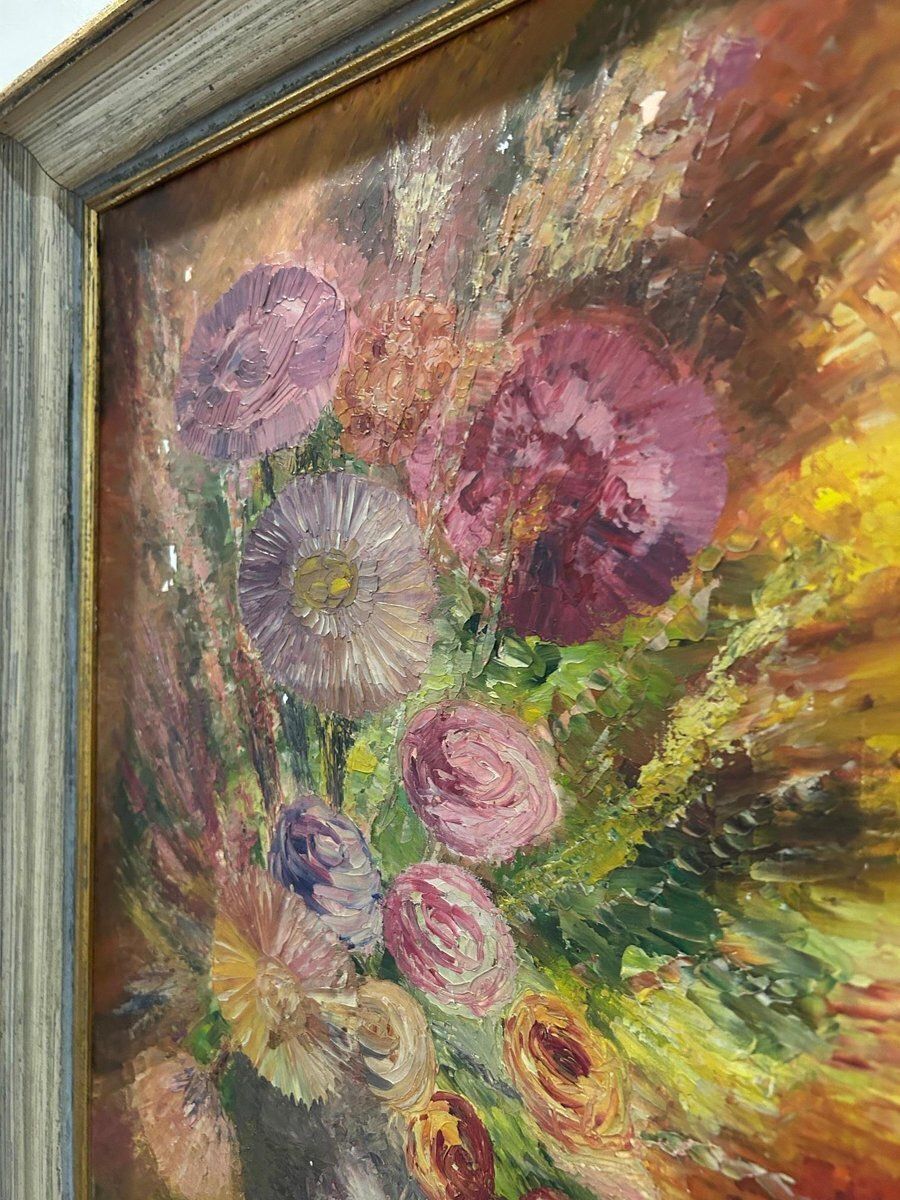 photo vinterior R Poirot, Bouquet, 1950s, Oil On Canvas