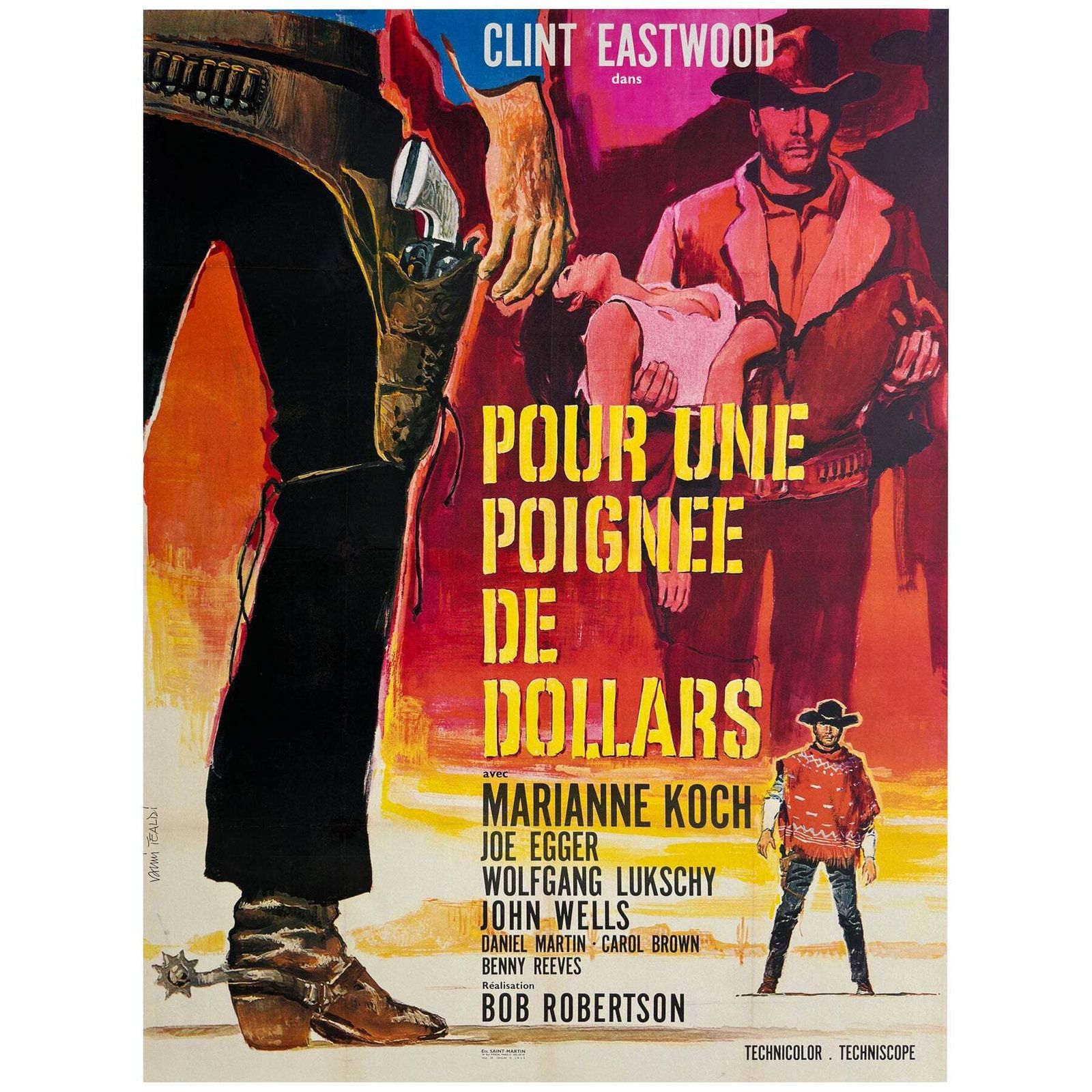 Affiche de cinéma française Grande format « A Fistful Of Dollars », 1964, Vanni Tealdi.