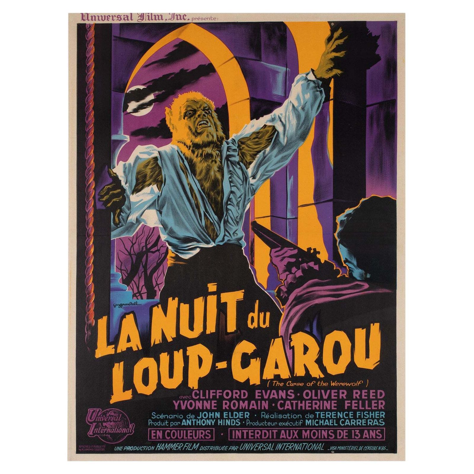 The Curse Of The Werewolf 1961 French Moyenne Film Movie Poster, Guy Gerard Noel.